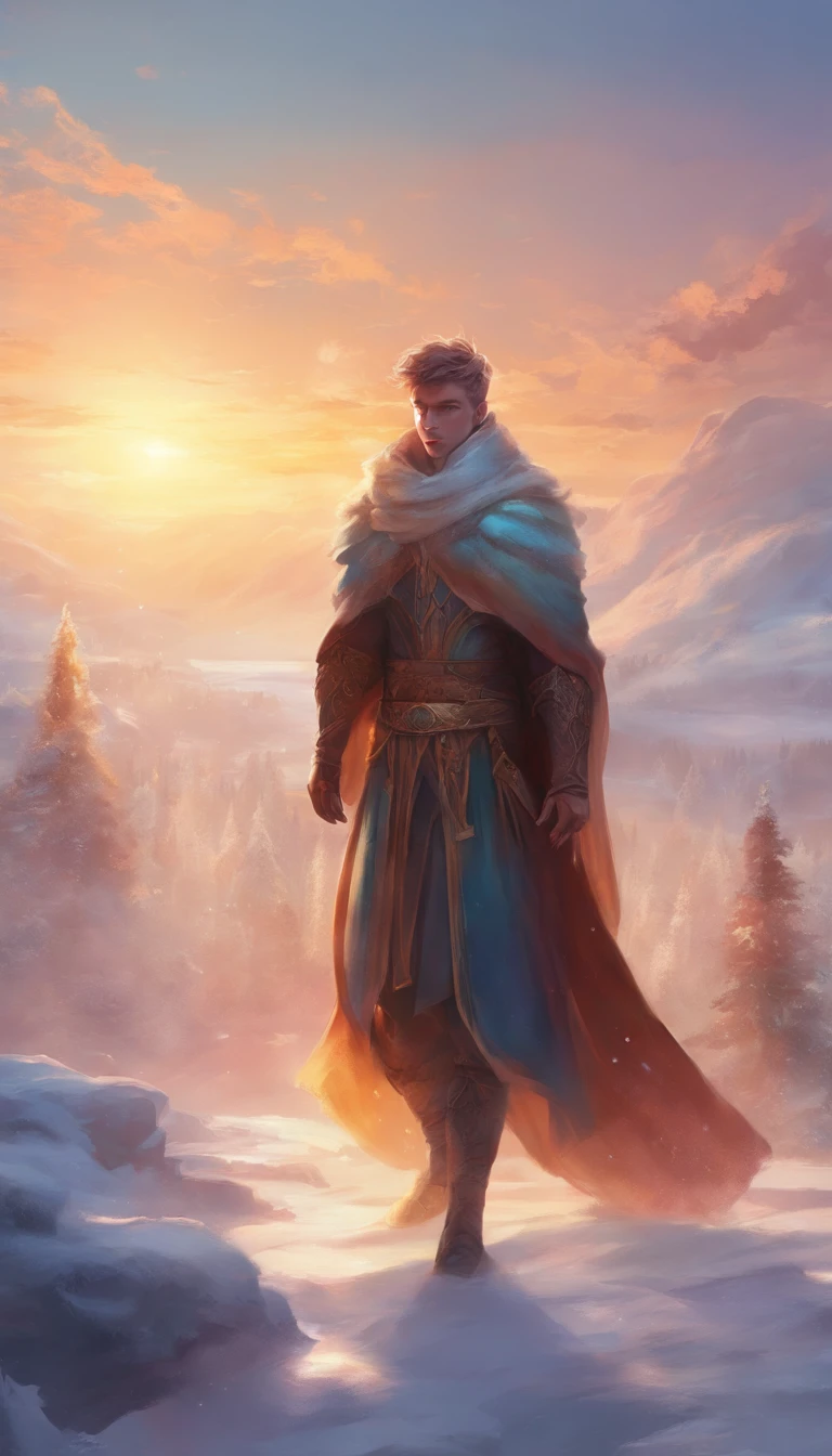 Boy,Cool style, Sunrise, winter