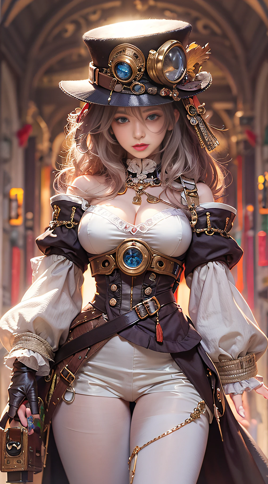 Lady of Alafed – Steampunk costume and hat pose, steampunk beautiful anime woman, by Yang J, guweiz on artstation pixiv, Stunning character art, cushart krenz key art feminine, fantasy outfit, guweiz on pixiv artstation, chengwei pan on artstation, style of wlop