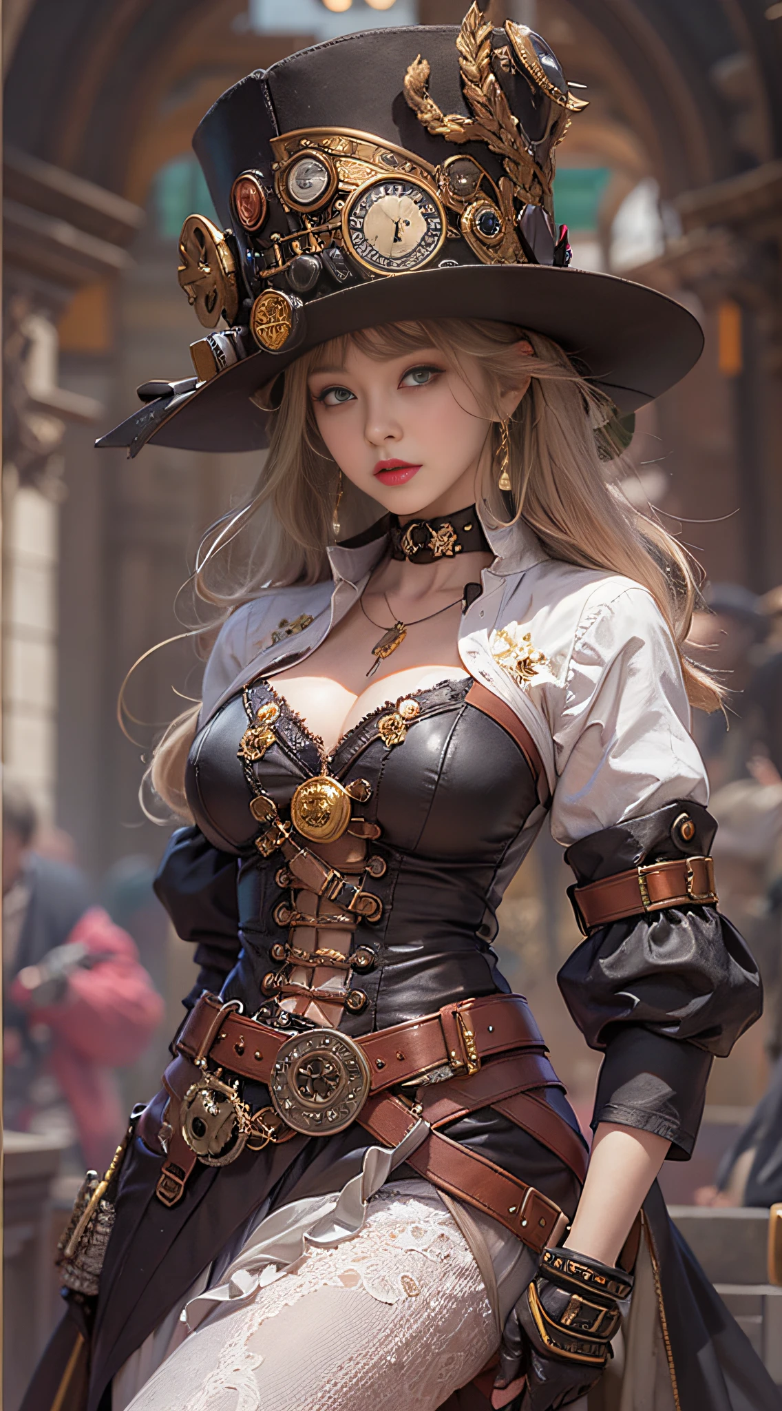 Lady of Alafed – Steampunk costume and hat pose, steampunk beautiful anime woman, by Yang J, guweiz on artstation pixiv, Stunning character art, cushart krenz key art feminine, fantasy outfit, guweiz on pixiv artstation, chengwei pan on artstation, style of wlop