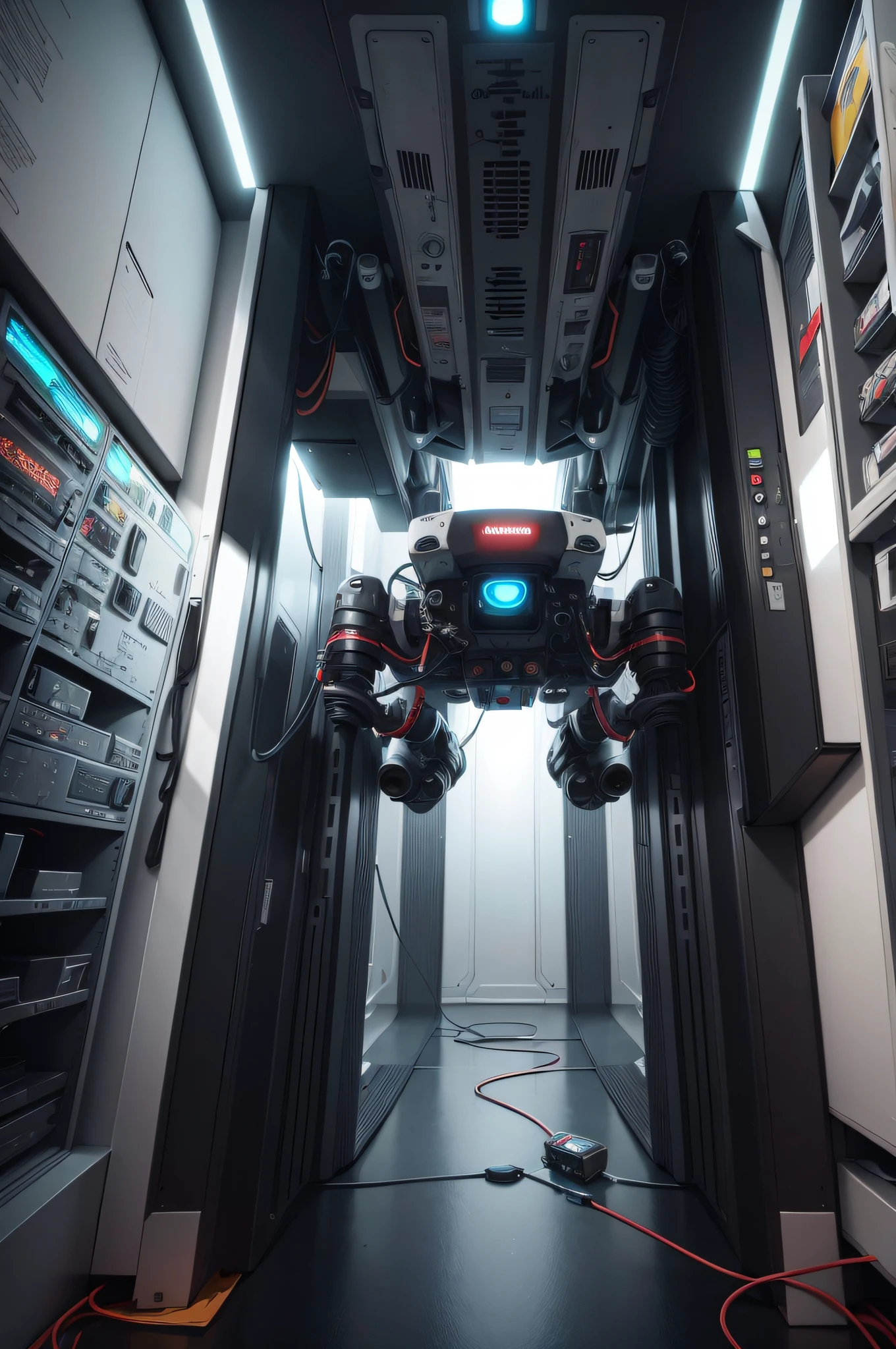 super computador drone sci-fi, background neutro e branco