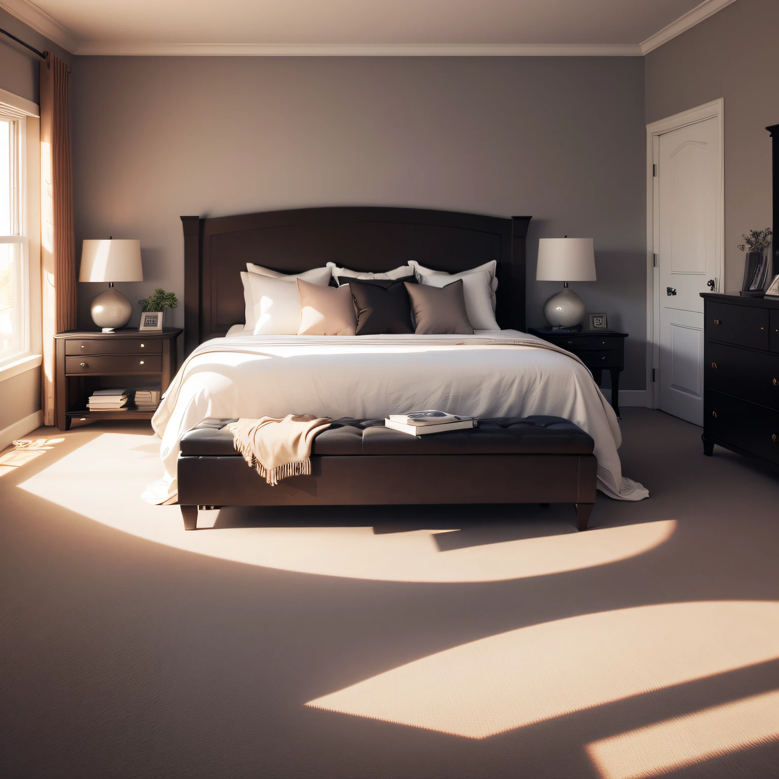 dark carpet bedroom with Additional Seating