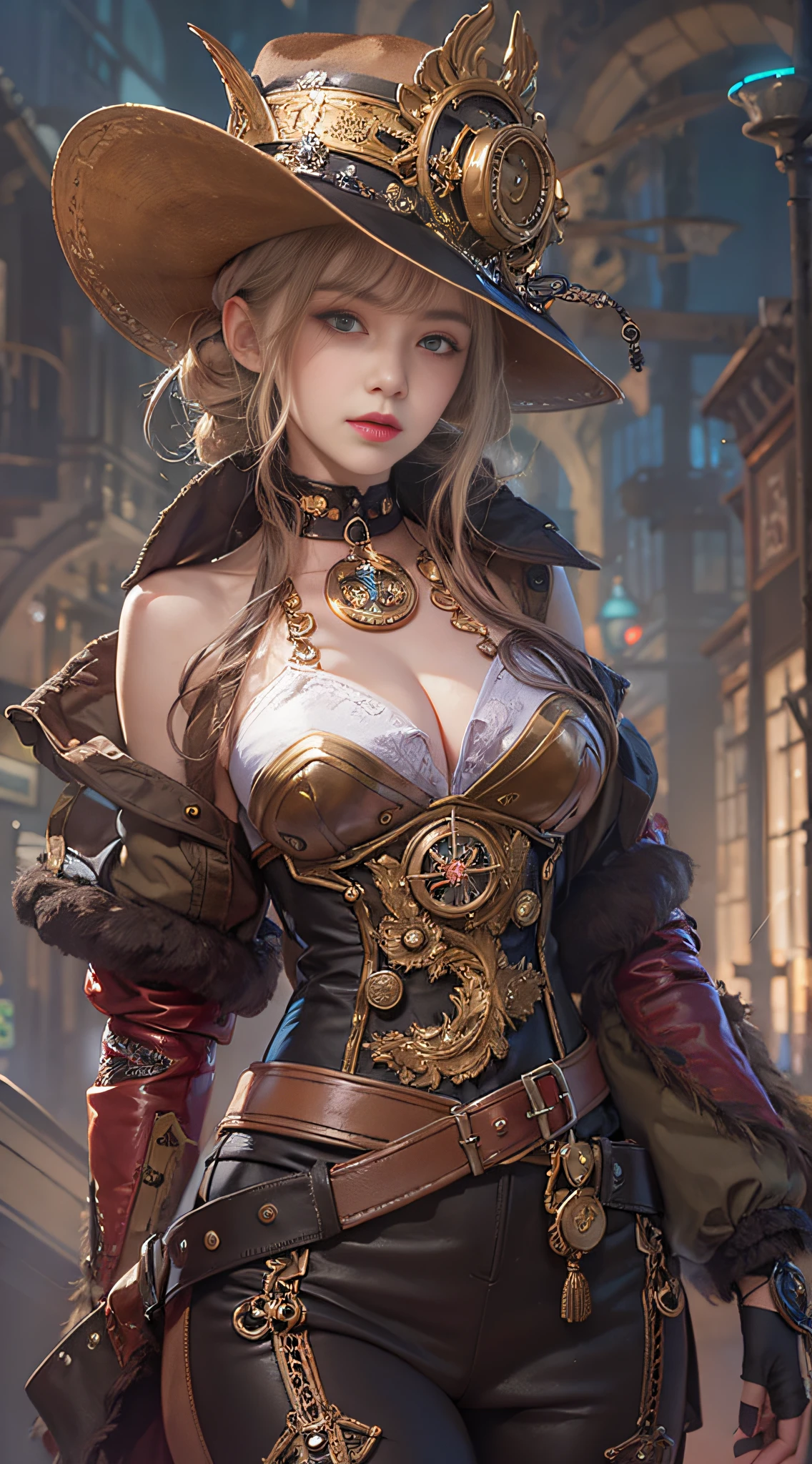 Lady of Alafed – Steampunk costume and hat pose, steampunk beautiful anime woman, by Yang J, guweiz on artstation pixiv, Stunning character art, cushart krenz key art feminine, fantasy outfit, guweiz on pixiv artstation, chengwei pan on artstation, style of wlop