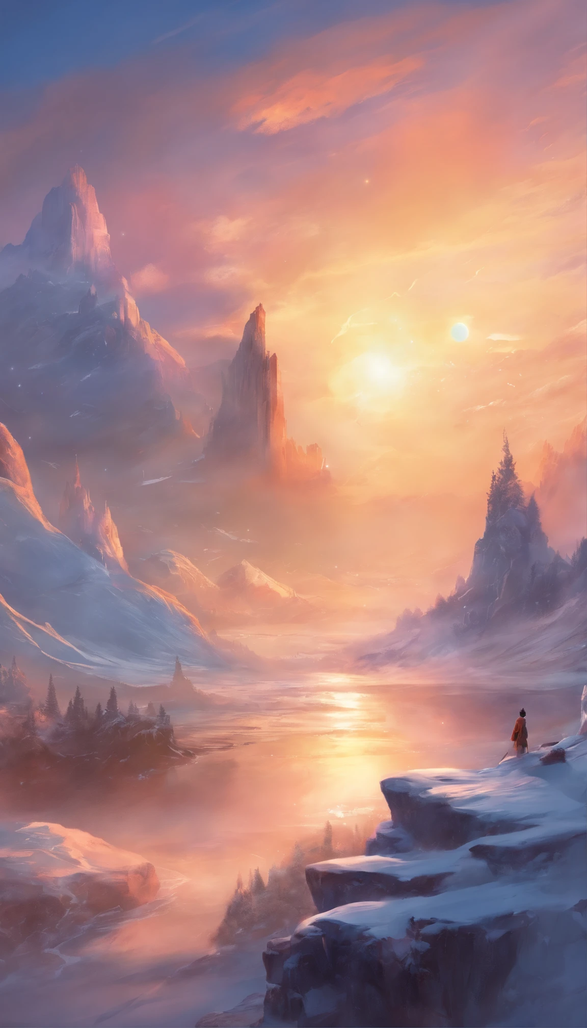 Boy,Cool style, Sunrise, winter