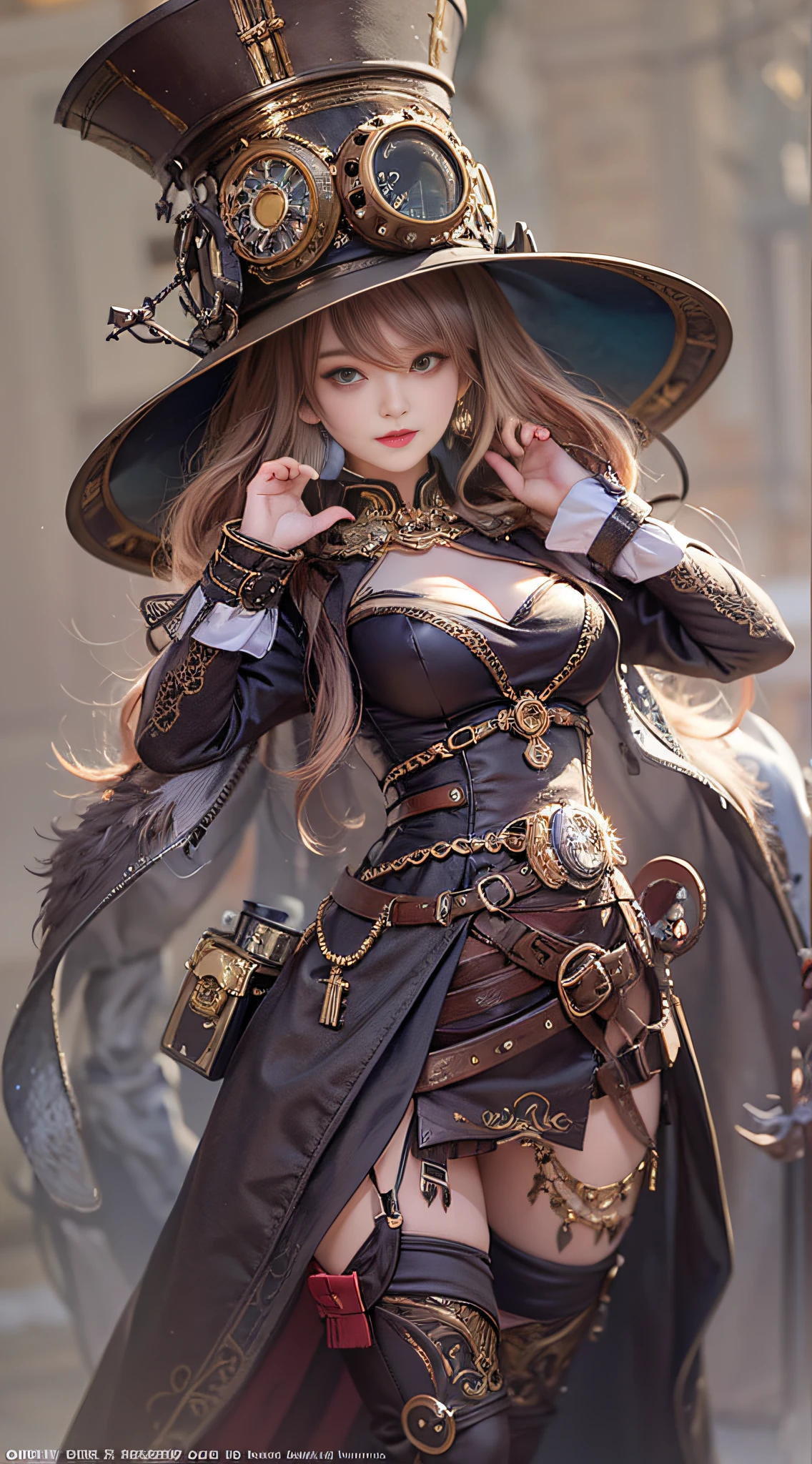 Lady of Alafed – Steampunk costume and hat pose, steampunk beautiful anime woman, by Yang J, guweiz on artstation pixiv, Stunning character art, cushart krenz key art feminine, fantasy outfit, guweiz on pixiv artstation, chengwei pan on artstation, style of wlop