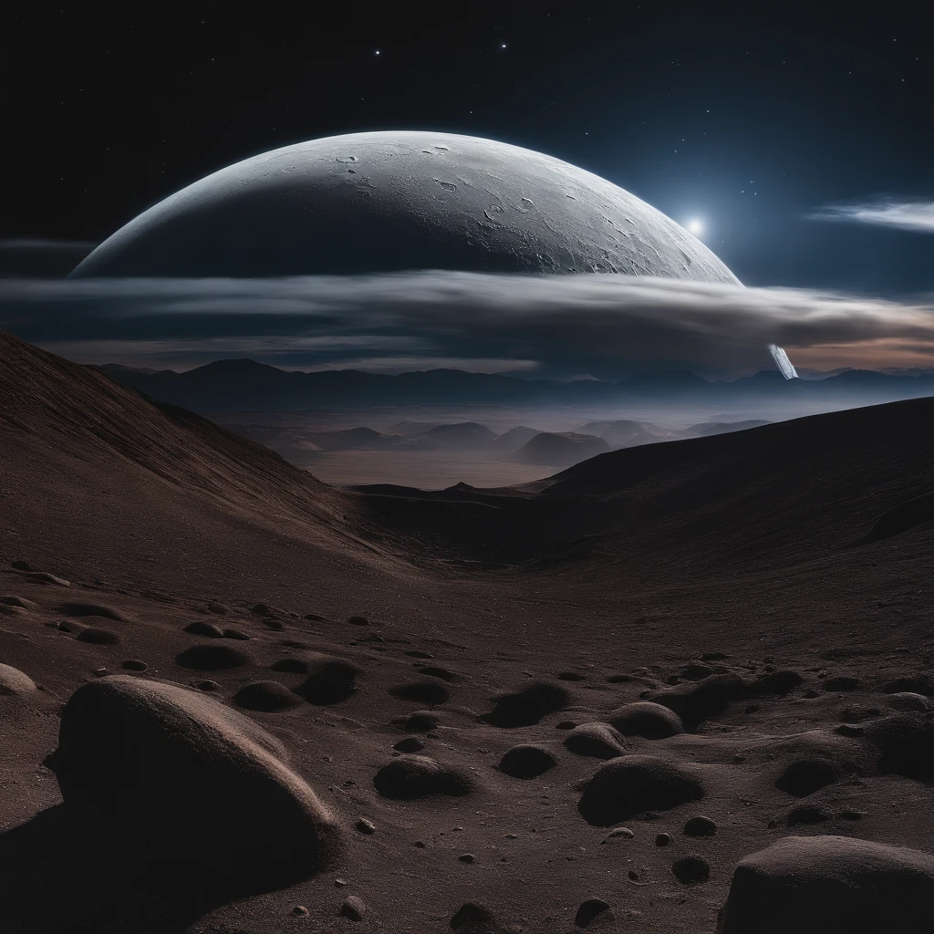 Master Parts、Superior Quality、superior image quality、The 8k quality、Beautiful pictures of the starry sky、magnifica、Arched Milky Way:1.25、Looking at space from the Moon:1.9、Craters on the Moon:1.9, Standing on the moon