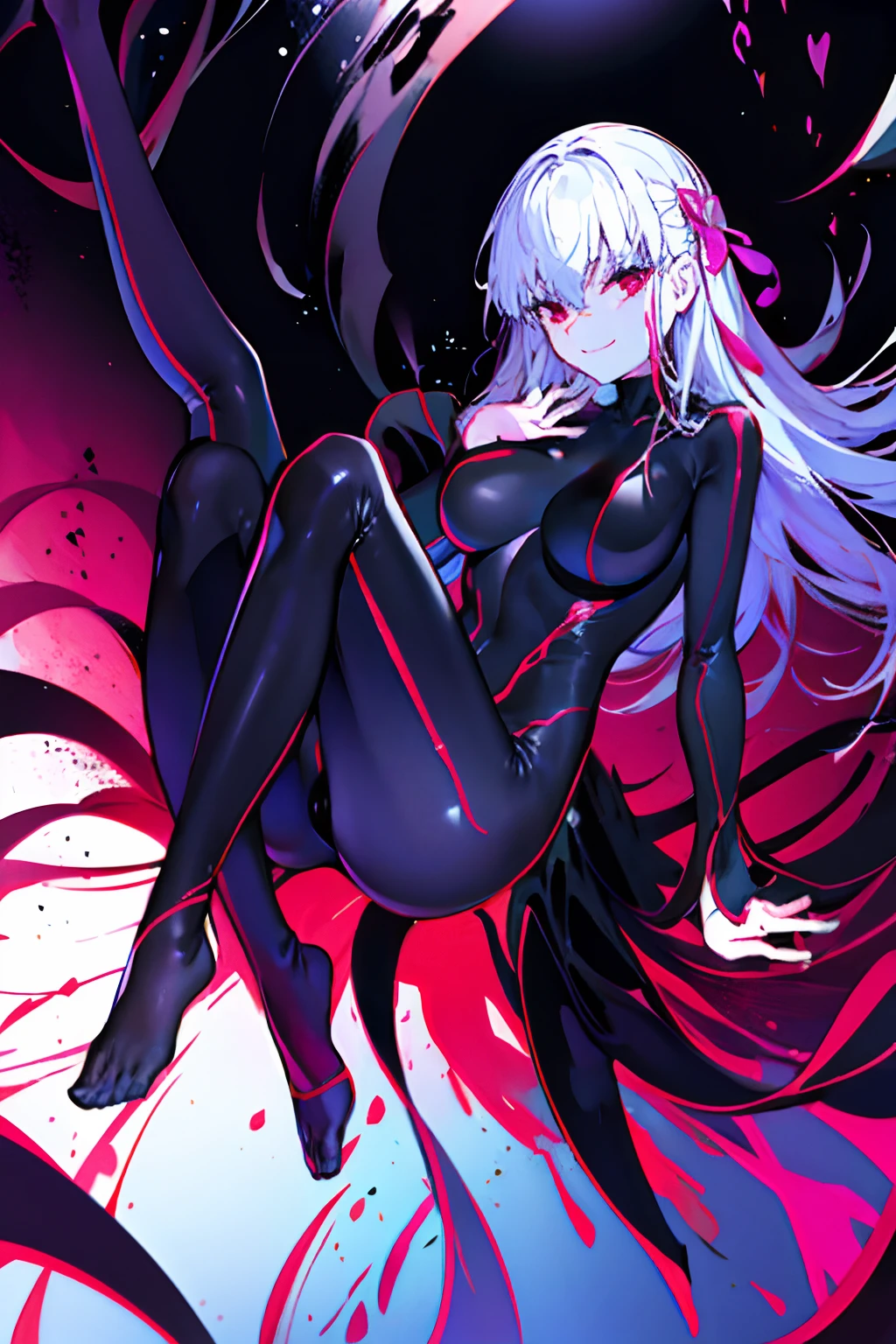 Black full body suit 5 year old girl seductiv a smile succubus sprawl