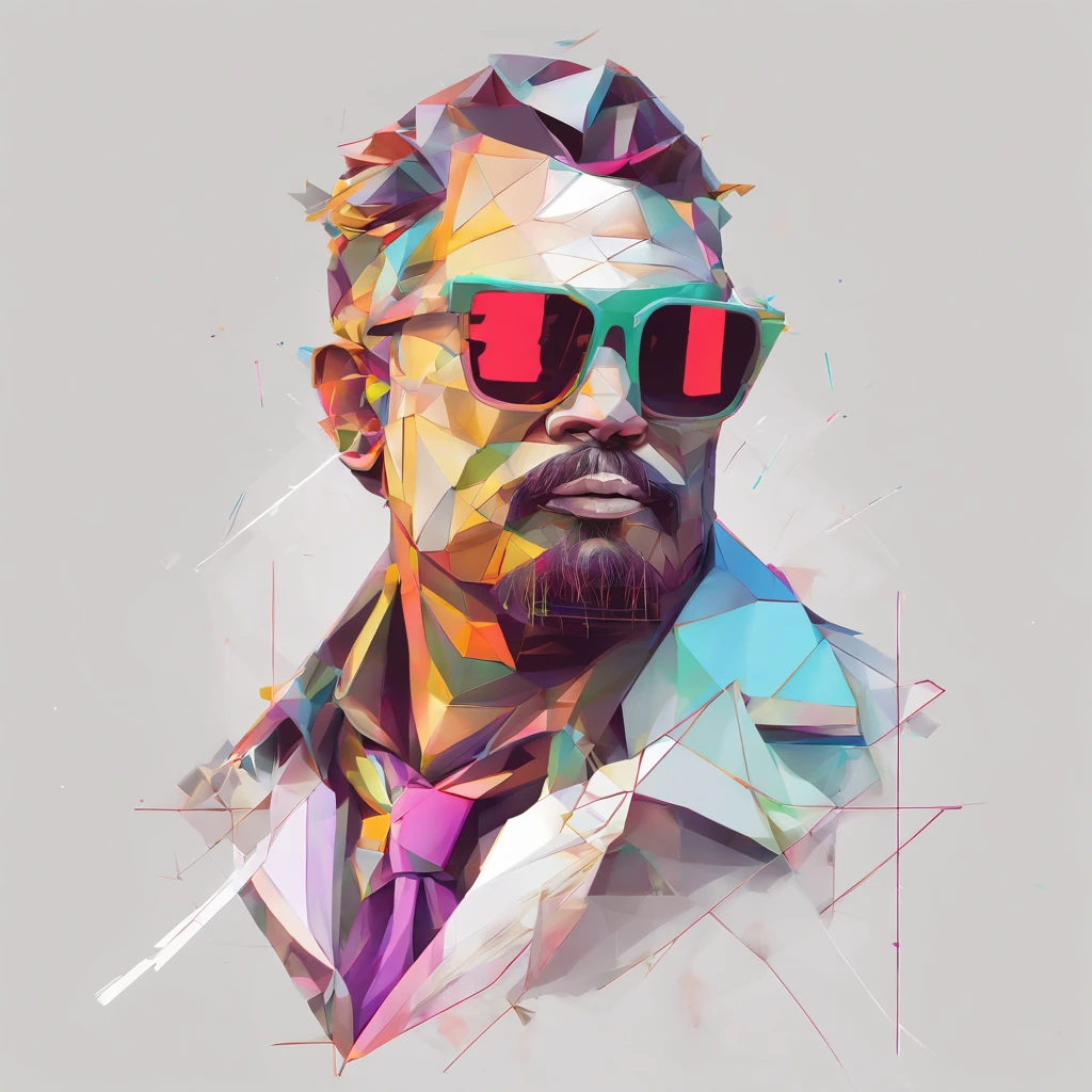 (best quality,8k,Altas,master part:1.2),Realistic,retrato,macaco,suit jacket, Rosa,sun glasses,Feliz,standing posture,beleza abstrata,Centrado,facing the camera head-on,facing camera directly,quase perfeito,full of dynamics,cativante,foco nítido,illustration,arte de Carne Griffiths e Wadim Kashin,fundo branco,brightly colored sunglasses,