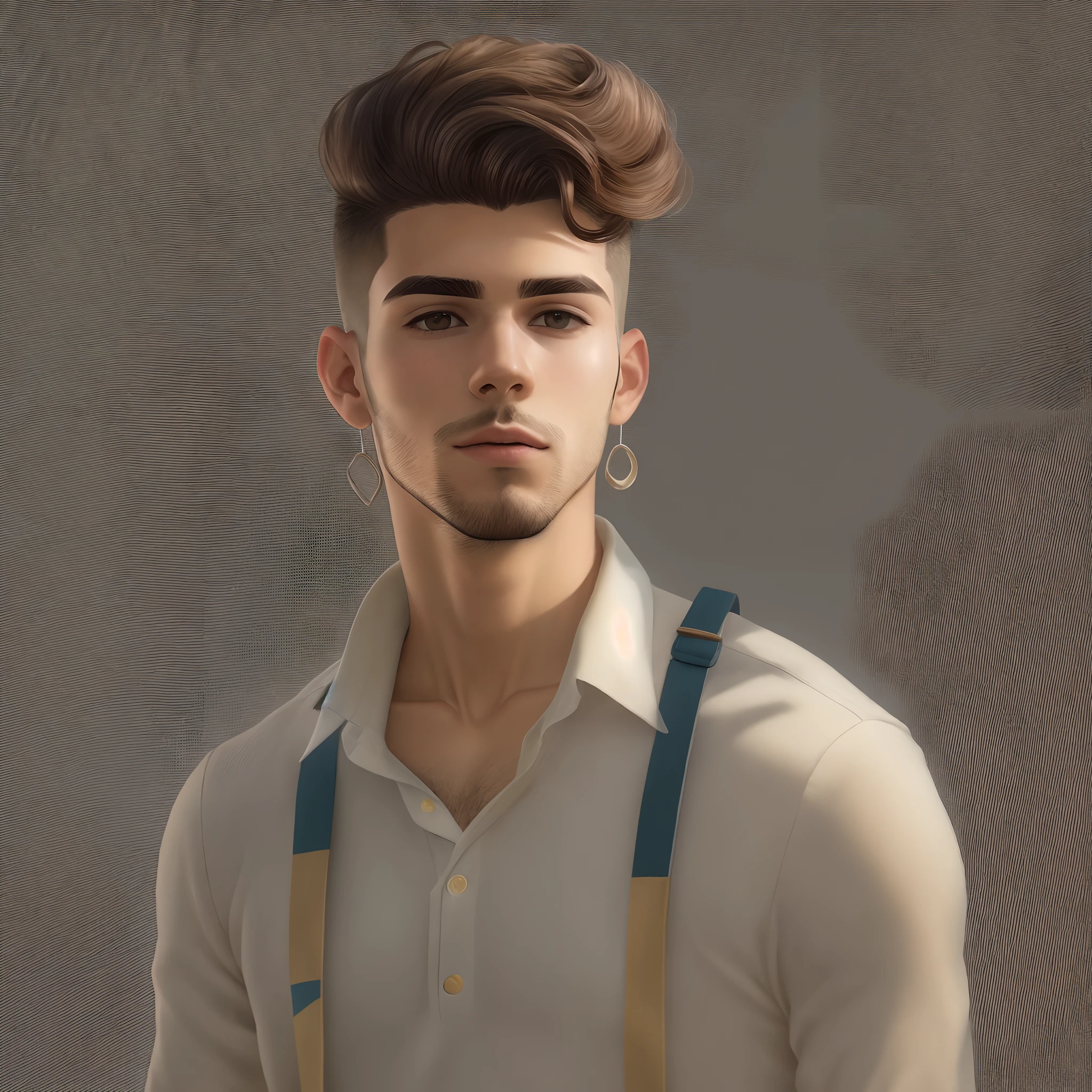 Jovem estiloso Homem com cabelo cortado, de terno
