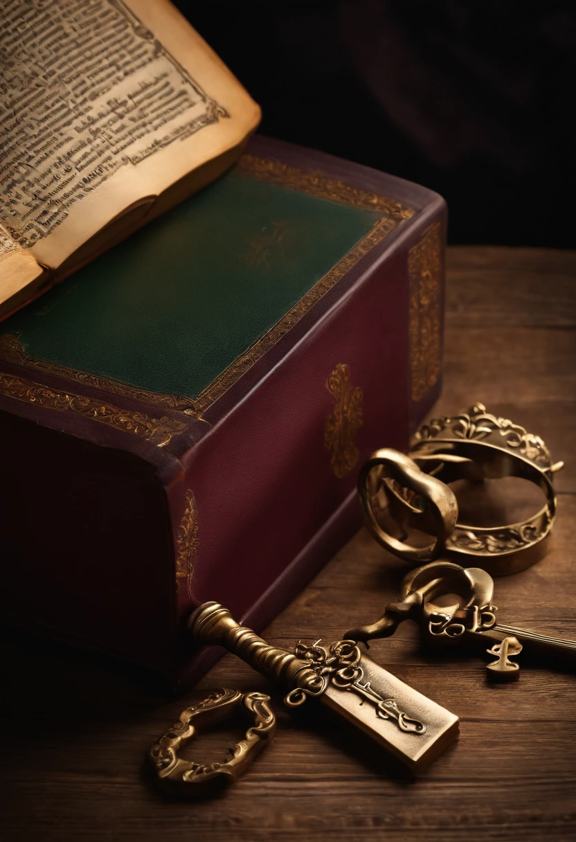 A mysterious key opening a bible and several mouths coming out of the book