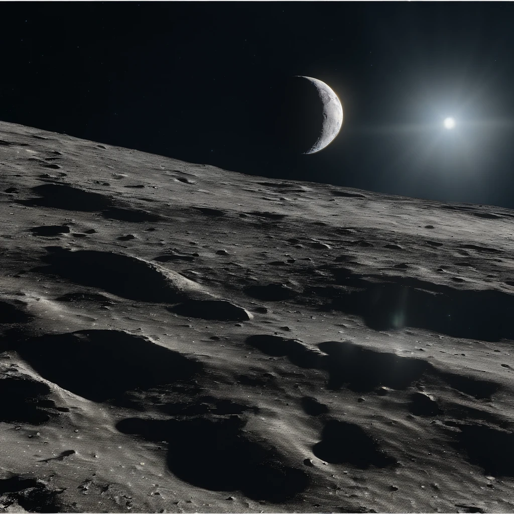 Master Parts、Superior Quality、superior image quality、The 8k quality、Beautiful pictures of the starry sky、magnifica、Arched Milky Way:1.25、(((Looking at space from the Moon:1.9)))、Craters on the Moon:1.9, Stand on the Moon