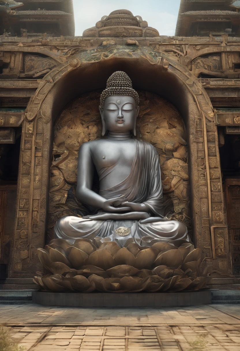 (The upper body of a giant tall Buddha statue in the distance:1.5,),(race
Bopunk city background:1.2),(真实感:1.4),(best qualtiy:1.0),(Super high ratings:1.0),8K, RAW photos,(tmasterpiece:0.2),ultra - detailed,(Pilgrims on the road:0.8)