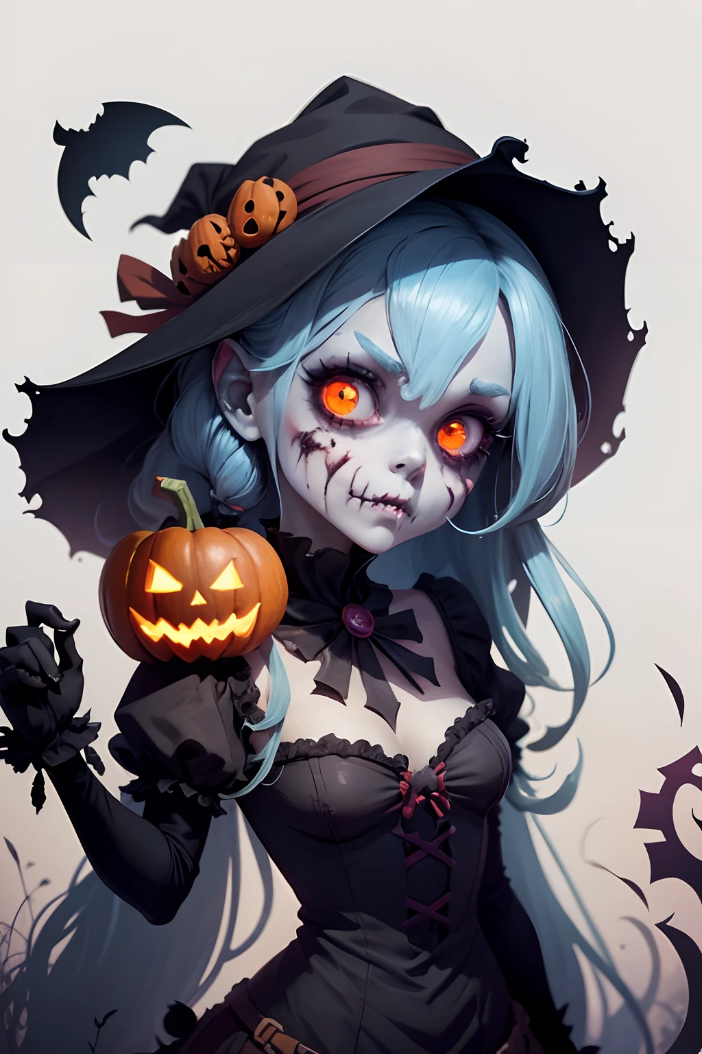 dead cells halloween cute zombie character clipart style, clear on white background
