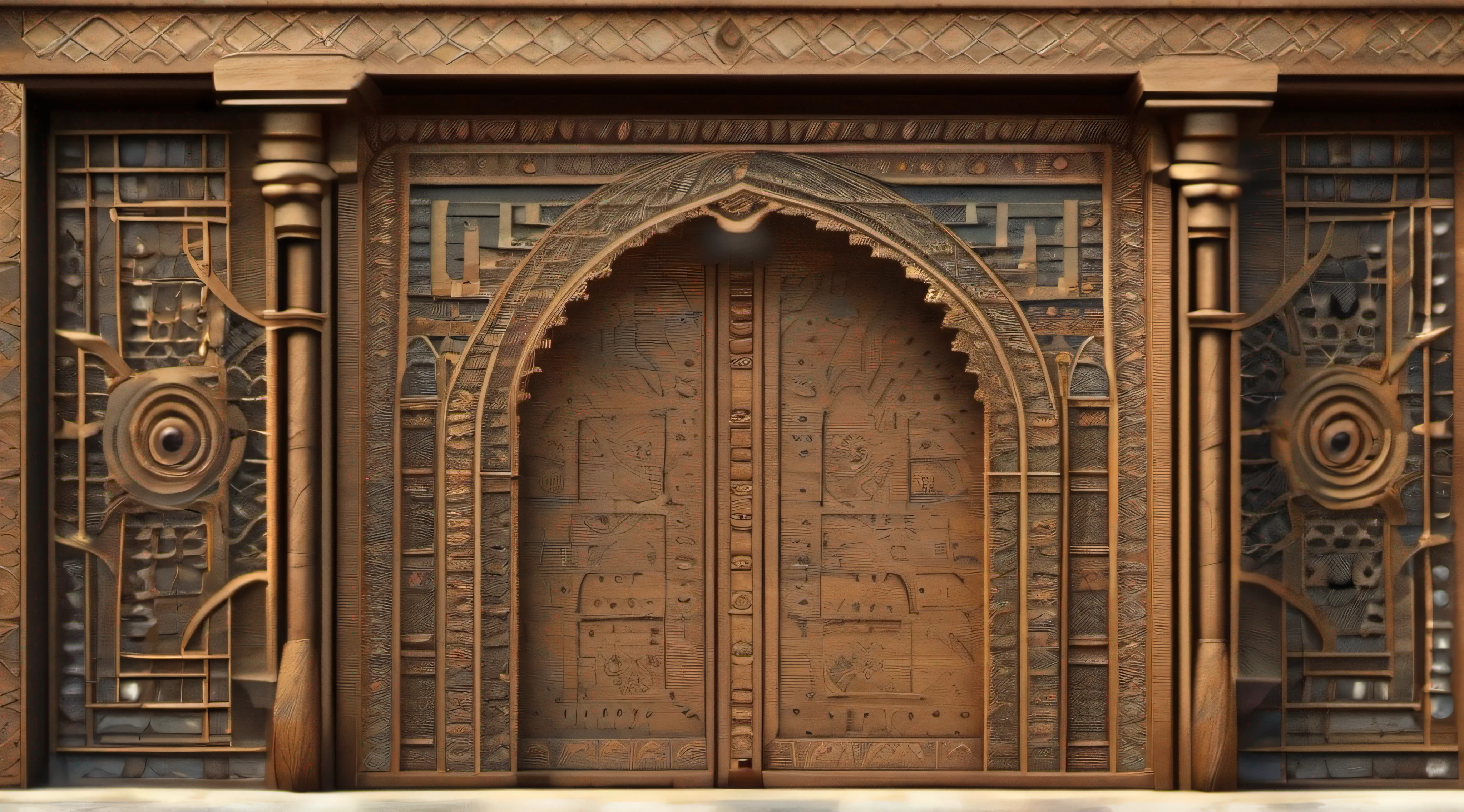 un grande portone antico in legno, con decorazioni in ferro, entrance to the ancient city of Timbuktu