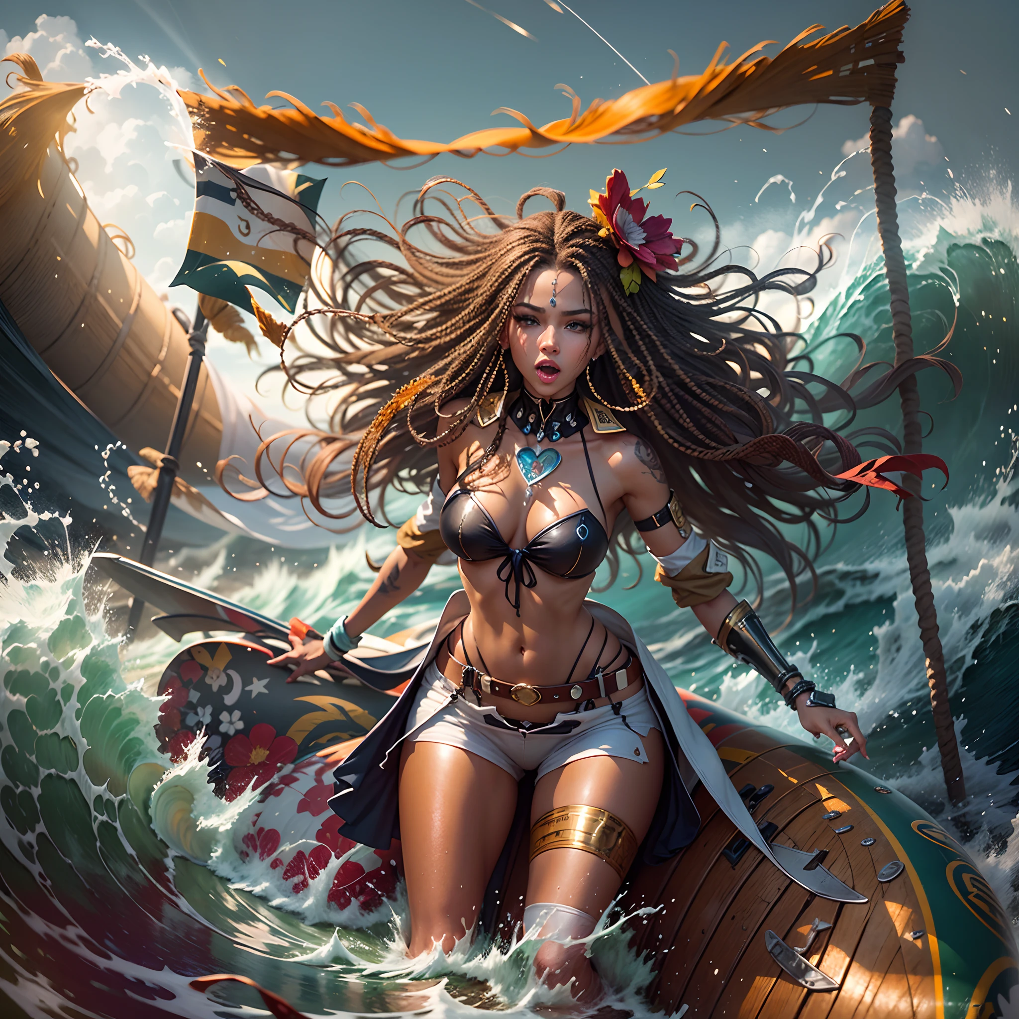 Sun epic Masterpiece Ocean waves Sea sunlight Goddess backlight Beach deep path wave_fluent beholder outdoor mounted_Surfboard oasis Suncraft Artificier hearth sundrop urban Equirectangular_360 "Armada" contre-jours paddle_board "Heavy Metal" sailing_ship Devastating Will-o'-the-wisp iota pixie sprite luminescence war battle mature female "luis Royo" dazzling surfing_wave_on-surfboard, Cosplay riders_flow richesse Amiral decorated "Nicki Minaj" Commander jukebox Pilots jacket cow-boy flag Earth tsunami ultra pro-Photorealistic optimal ultra_high_quality opengl-shaders ultra_high_detail accurate reflex ultra_high-resolution perfection graduates volumetric lightning improved Octane_rendues UHD XT3 64K 32K DSLR HDR UnrealEngine5 3dcg shadow Diva analogiques hairstyle dreads bangs extatiques symmetrical athletic african body skin tanmed suave cheekbones effects embarrassed glushes eye-liner saphirs saturate gorgeous dark beautiful eyes black pupils brown iris lazulis turquoise open mouth teeth (tongue droplet water drop of water) obvious smiles choke Floating Jacket Eccentric Cape Levitating Shoulders-Off Shirt Lace Clavicles White Papillotes embroidered leathers breasts reveal sideboob satin livid yellow orange corsait thick felt skirts matching bristles ample swinging spinels navel waist belt-chastity revealing heart diamond padlock silver agate pubis scarlet pubis-hairy indigo bristles protrusions silk Snap-lock tin gold garters thighs legs stainless steel boots gothic onyx, rubis summon milkweed floraison invoque viceroy magic incandescente creature CGSCOSITY butterfly Cristallines Wings (EOS R6 135mm 1/1250s f/2.8 ISO400) Monarch, Canon-ion flash blow glow opale impact, straight outfits armor heavy chrome flat rune lava bands population Tourmaline glyphe plasma cuivre "cyberpunk" background ship glass mirror monster Fire Blast Flame Engravings Chef-D' tattoo (par Michelangelo) Bruce_Weber sex girl naked nsfw varied multi etc.