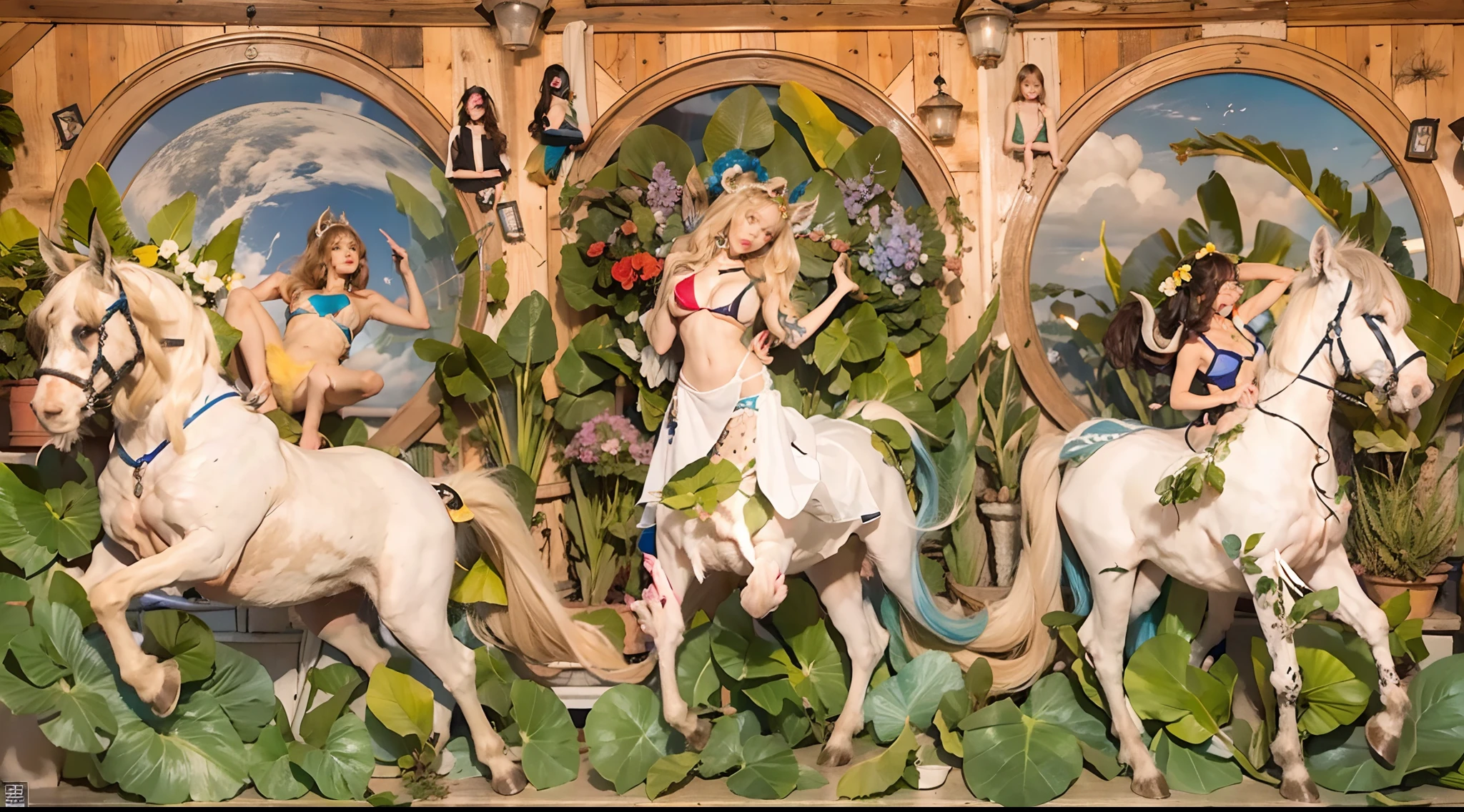 In the beautiful illustration of this super-grand scene,The ultra-distant lens shows us(Over eight separate and distinctive centaur characters:9.9),They all have their own characteristics,Vivid and interesting。Translucent fluid flowing from the(A radiant angelic centaur from the celestial realm:6.6),to the(A centaur surrounded by nightmarish flames:6.6)、And then(A fairy centaur dancing in the air:6.6)、And then there is(Unicorn centaur surrounded by lightning:6.6),to the(Mechanical style centaur with a metallic glow:6.6)、And then(Powerful colorful dragon scale centaur:6.6)、And then(Graceful and agile elf centaur slenderness:6.6)Gracefully wears a flower crown、to the(Enchanting and charming Tiflin centaurs:6.6)、And then(A succubus centaur with an indescribably sexy feeling:6.6)。Each character has their own unique charms and abilities。The illustration uses advanced artistic techniques and tools,(Use nesting、woven、stitching、ssee-through、arrange、grouping、Storyboards and other methods,Divide the scene into sections by geometric arrangement:9.9),Each section corresponds to a centaur character,This makes more efficient use of space。Through Midjourney's advanced brush tools、Color palette、Material packs and model packs、Texture tools,For each centaur, beautiful props are designed to increase racial characteristics、Clothing and physical features,(Enhances the character's personality and visual appeal:2.5),The scenery in the illustrations is stunning,There are changing skies、rainbowing、extreme light、Stars and Moon。Incorporating iconic landmarks such as Mount Everest,and fireworks、tranquil lake、Natural and urban elements of waves and neon lights,Creates a magical atmosphere,The centaurs display their unique abilities and equipment in a variety of environments,This is true even in extreme alien landscapes。(Use Midjourney's tools、Material packs、Texture tools、The color palette makes depicting details vivid and realistic:9.9),From complex hairstyles and as well as different racial tr