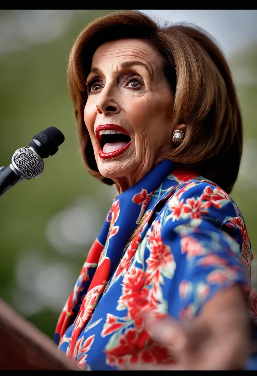 Pelosi，Open-mouthed，Stick out your tongue