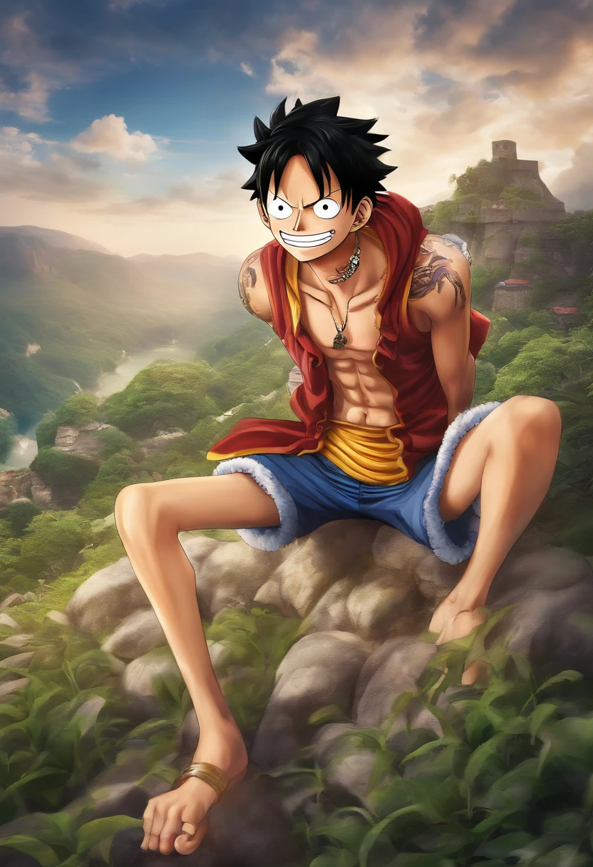 One Piece style，Luffy，Five gears，whaite hair