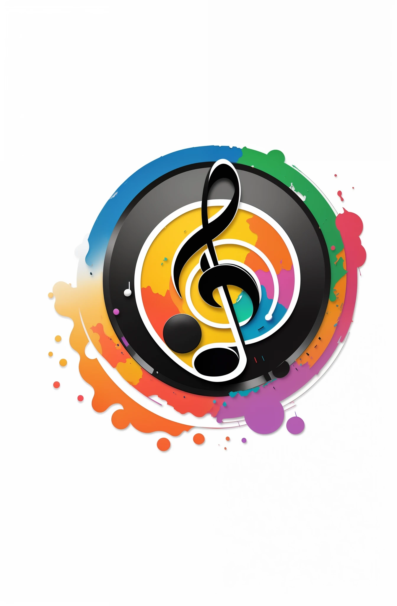 there is a music note on a colorful circle with a splash of paint, promotional artwork, phonk music background, music theme, music, official artwork, music festival, music is life, logo art, music show, good music, graphic musicality, app icon, music records, high quality artwork, colored album art, epk, loud music, colorful image