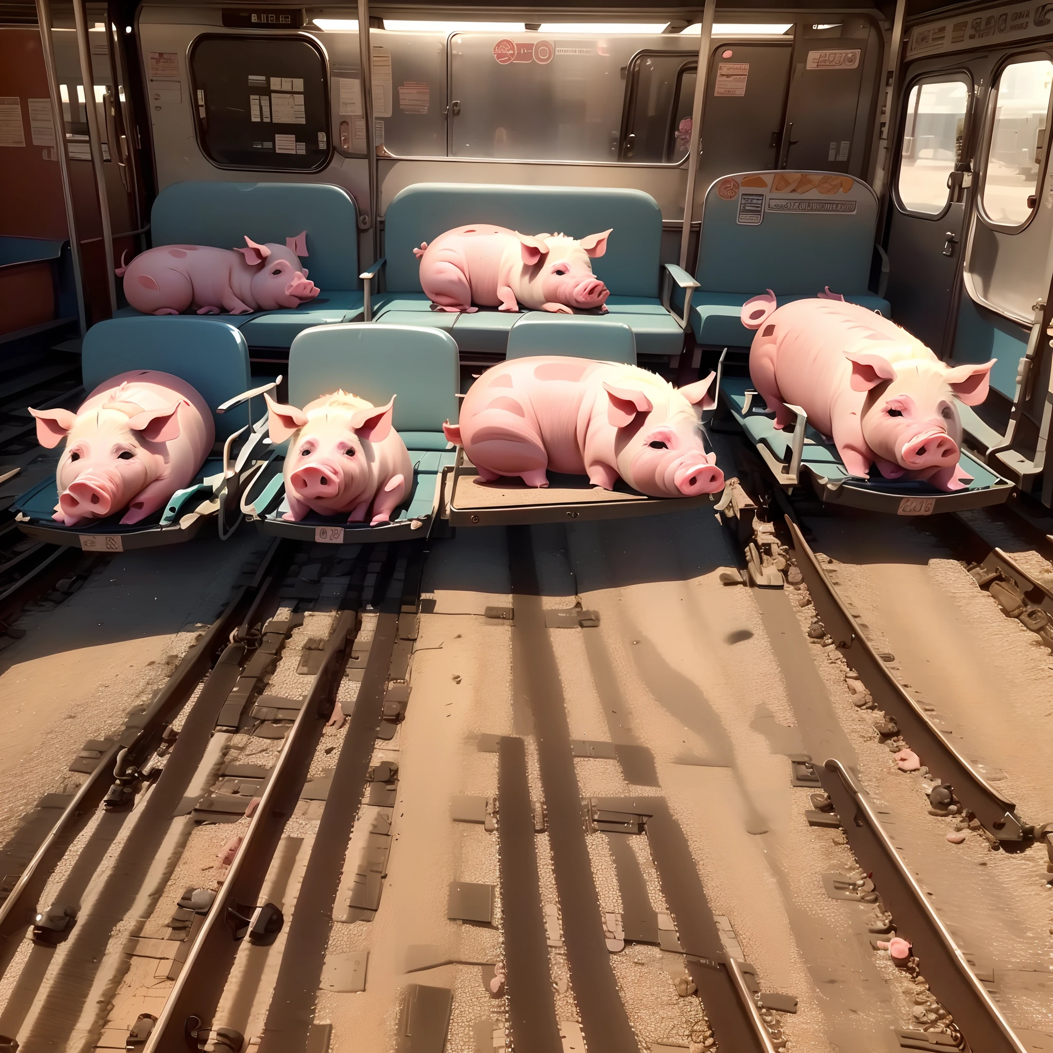 Pig, Train, Pig train, Pig on rails, cute pig, pig sleep, pigs