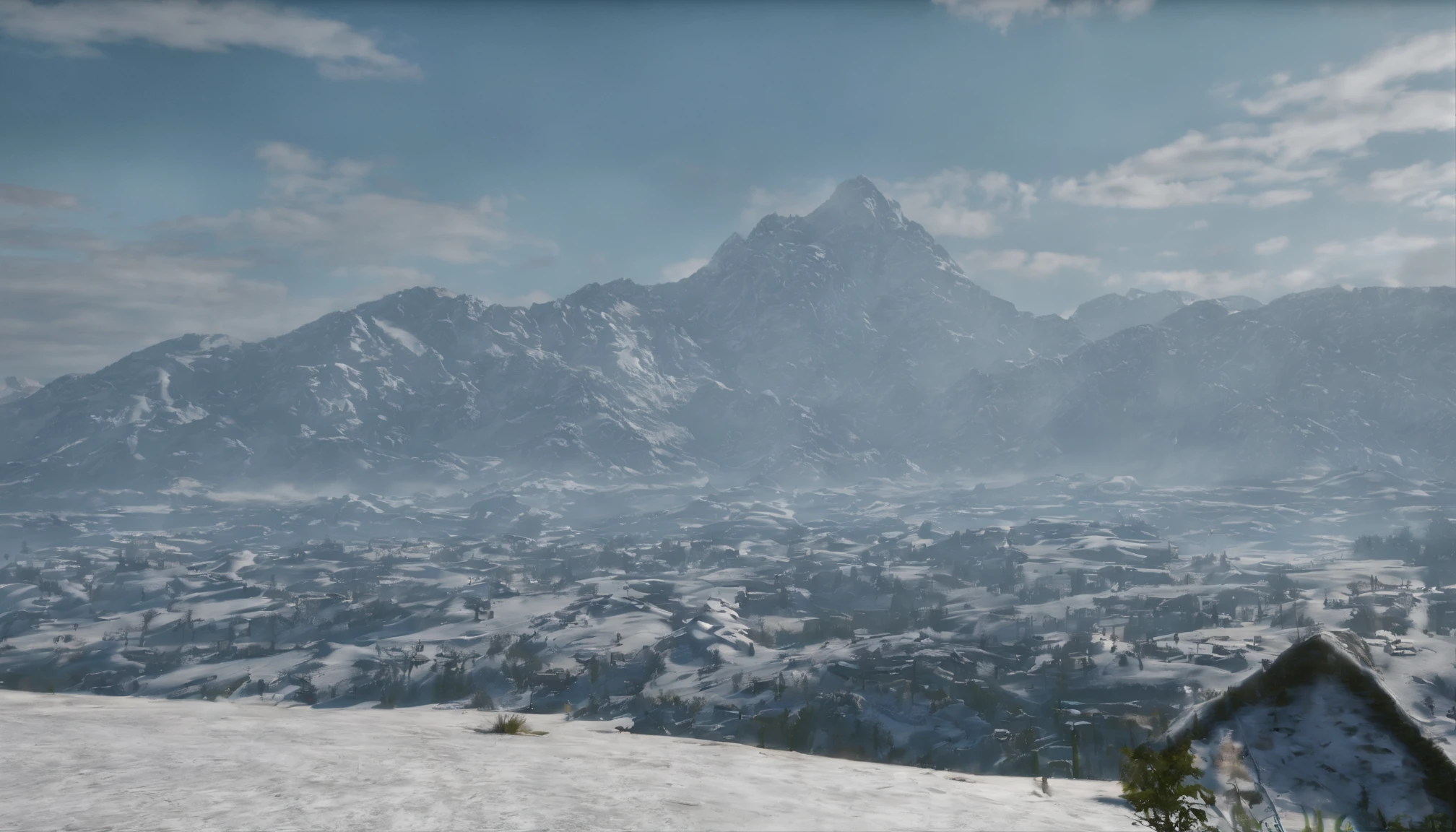 snow mountains,blue-sky,(Ultra-realistic scene 1.3)(Extreme Light and Shadow 1.3)(Aurora Tracking 1.3)Super real,cinematic Film still from,alps,(It covers a vast and tender green savannah1.3),(The proportion of mountains and grasslands is about 1:3)There are people traveling in the distance,The warm sun shines directly on the snow-capped mountains,