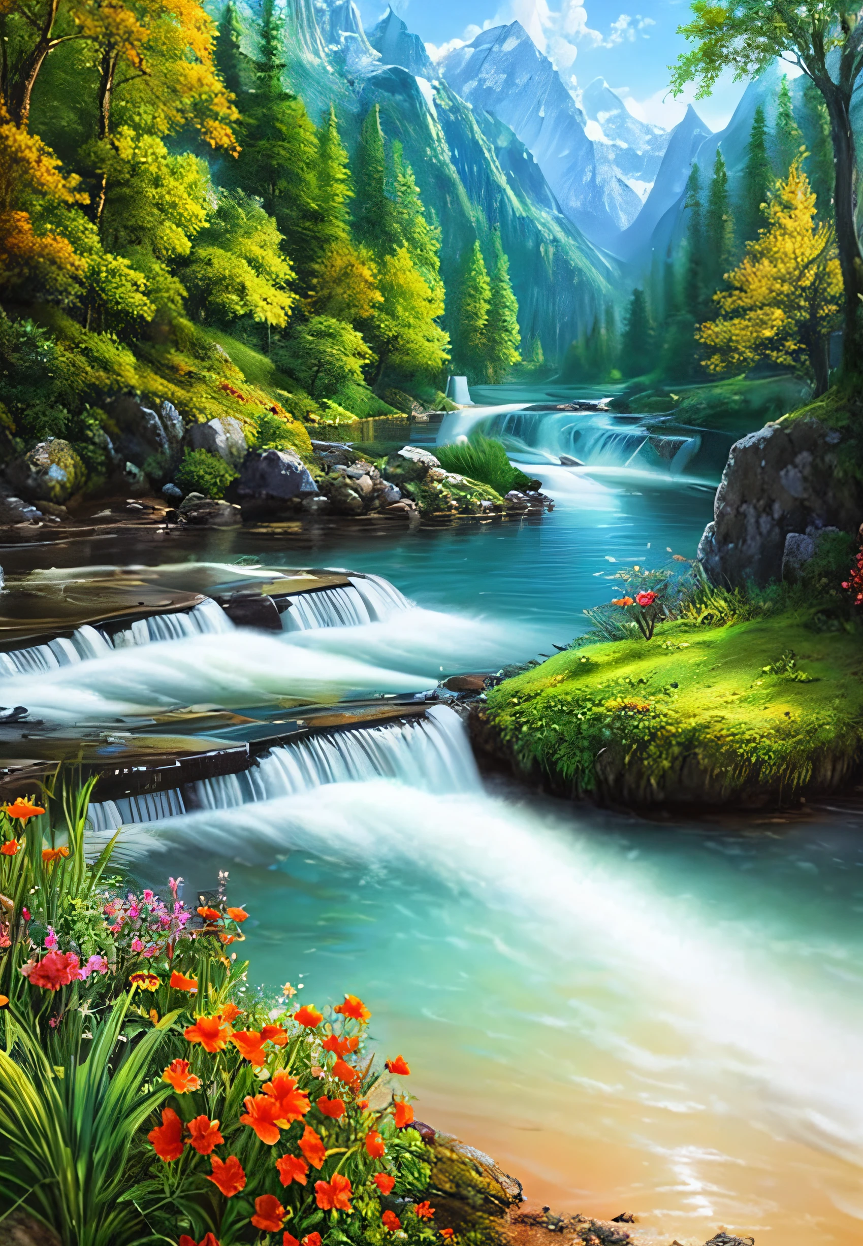 landscape,water,(extremely detailed CG unity 8k wallpaper), most beautiful artwork in the world,professional majestic oil painting,intricate, High Detail, Sharp focus, dramatic, photorealistic painting art