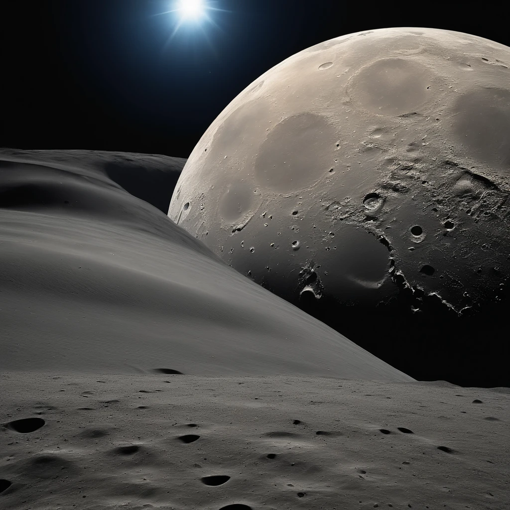 Master Parts、Superior Quality、superior image quality、The 8k quality、Beautiful pictures of the starry sky、magnifica、Arched Milky Way:1.25、Alafed view of Earth from the lunar surface:1.25, Lunar surface, space photo, on the moon, moon background, moon background, on the moon, Lunar soil, space photo, moonscape, Focus on the Moon, On Moon, Numerous craters, Seeing the Earth from the surface of the moon:1.9, Big Earth Visible in the Sky:1.9