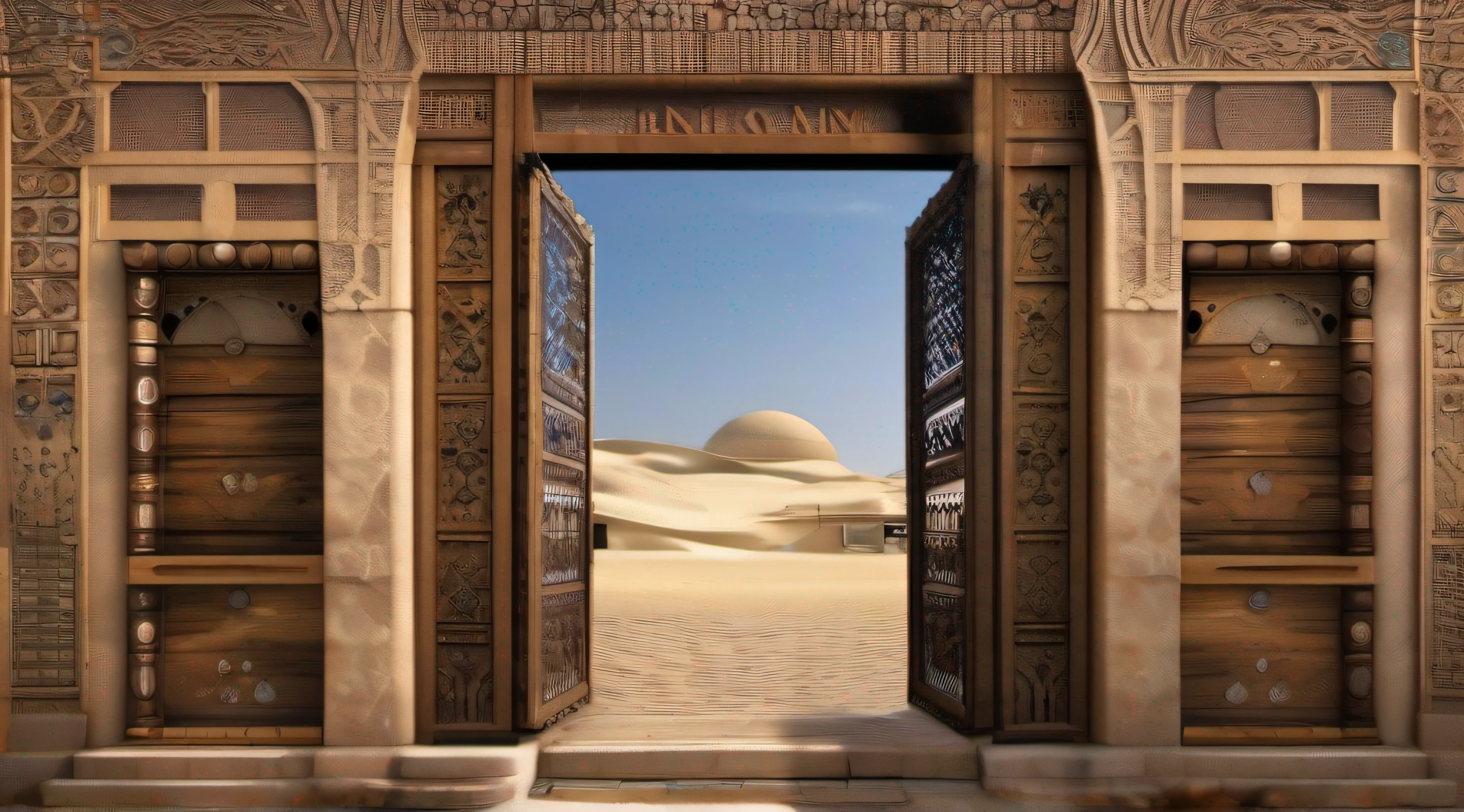 un grande antico portone in legno, rovinato dal tempo, con decorazioni in ferro, entrance to the ancient city of Timbuktu