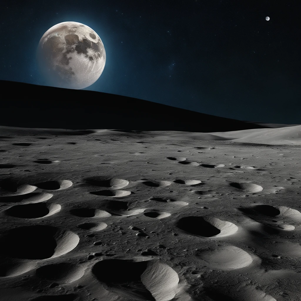 Master Parts、Superior Quality、superior image quality、The 8k quality、Beautiful pictures of the starry sky、magnifica、Arched Milky Way:1.25、Alafed view of Earth from the lunar surface:1.25, Lunar surface, space photo, on the moon, moon background, moon background, on the moon, Lunar soil, space photo, moonscape, Focus on the Moon, On Moon, Numerous craters, Seeing the Earth from the surface of the moon:1.9, Big Earth in the Sky:1.9
