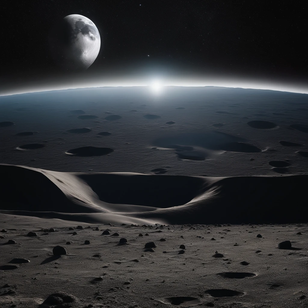 Master Parts、Superior Quality、superior image quality、The 8k quality、Beautiful pictures of the starry sky、magnifica、Arched Milky Way:1.25、Alafed view of Earth from the lunar surface:1.25, Lunar surface, space photo, on the moon, moon background, moon background, on the moon, Lunar soil, space photo, moonscape, Focus on the Moon, On Moon, Numerous craters, Seeing the Earth from the surface of the moon:1.9, Big Earth in the Sky:1.9