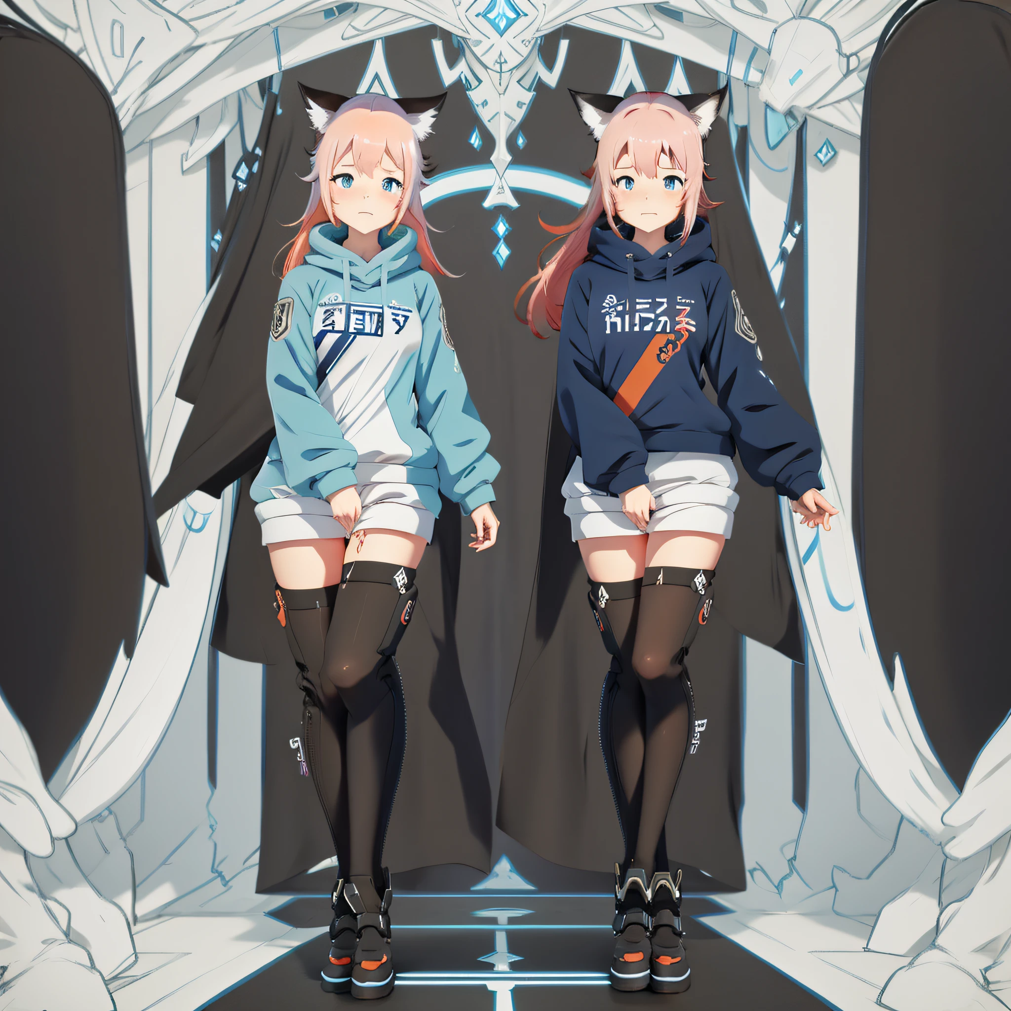 rose hair, Anime style, Neko ears