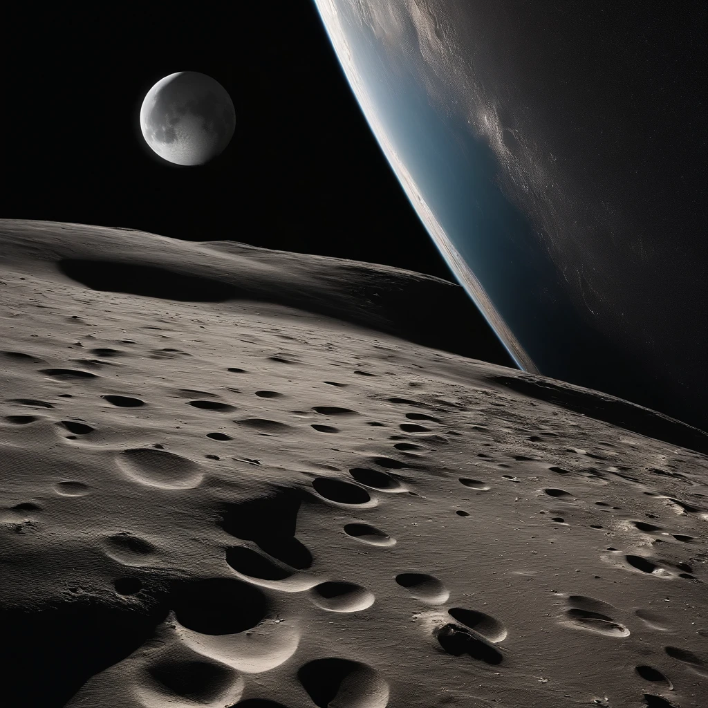 Master Parts、Superior Quality、superior image quality、The 8k quality、Beautiful pictures of the starry sky、magnifica、Arched Milky Way:1.25、Alafed view of Earth from the lunar surface:1.25, Lunar surface, space photo, on the moon, moon background, moon background, on the moon, Lunar soil, space photo, moonscape, Focus on the Moon, On Moon, Numerous craters, Seeing the Earth from the surface of the moon:1.9, big earth in the sky:1.9