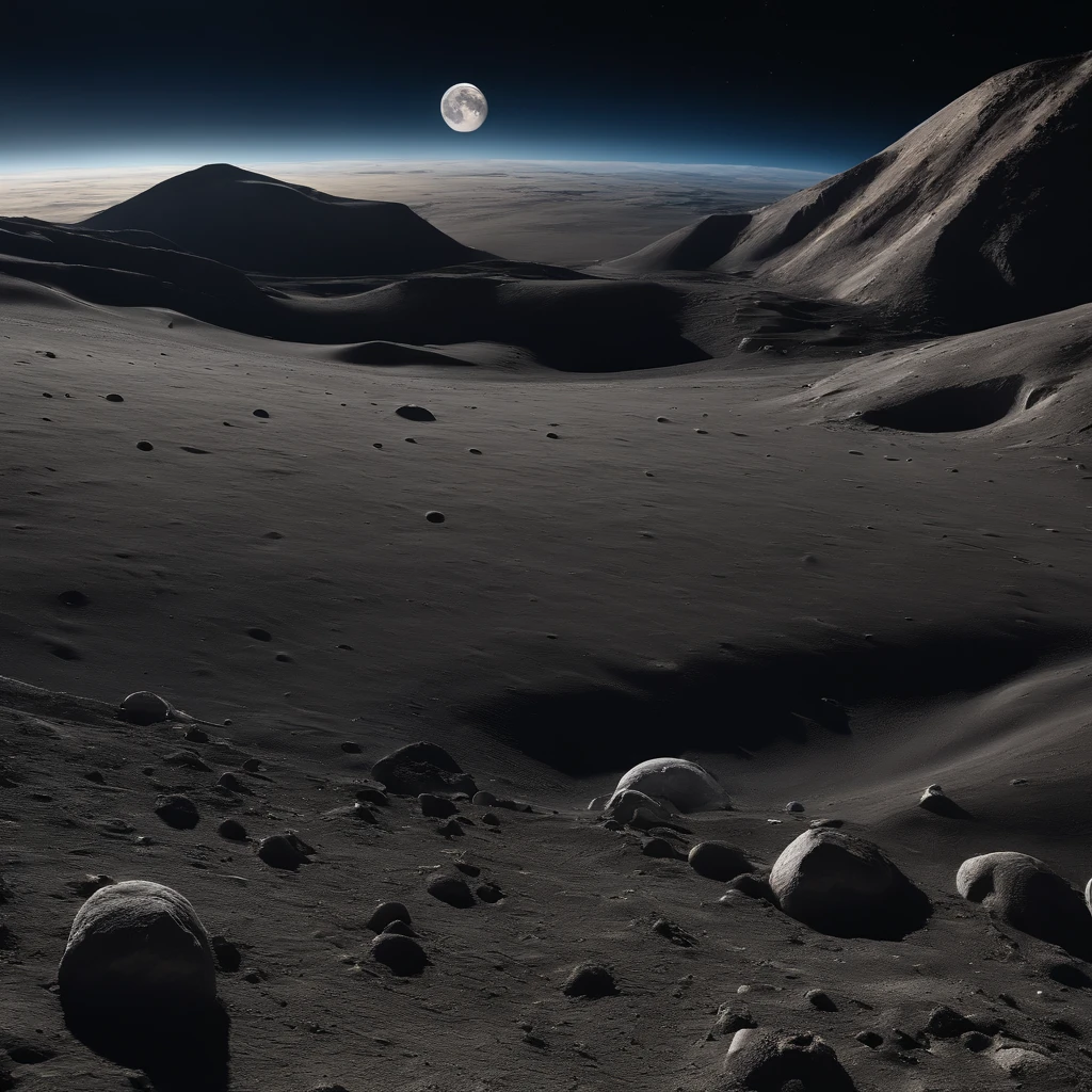 Master Parts、Superior Quality、superior image quality、The 8k quality、Beautiful pictures of the starry sky、magnifica、Arched Milky Way:1.25、Alafed view of Earth from the lunar surface:1.25, Lunar surface, space photo, on the moon, moon background, moon background, on the moon, Lunar soil, space photo, moonscape, Focus on the Moon, On Moon, Numerous craters, Seeing the Earth from the surface of the moon:1.9, big earth in the sky:1.9