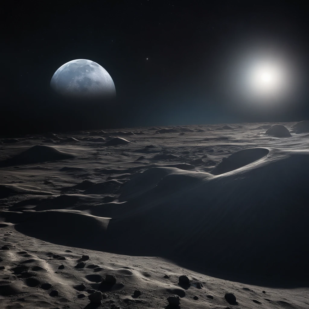 Master Parts、Superior Quality、superior image quality、The 8k quality、Beautiful pictures of the starry sky、magnifica、Arched Milky Way:1.25、Alafed view of Earth from the lunar surface:1.25, Lunar surface, space photo, on the moon, moon background, moon background, on the moon, Lunar soil, space photo, moonscape, Focus on the Moon, On Moon, Numerous craters, Seeing the Earth from the surface of the moon:1.9, big earth in the sky:1.9