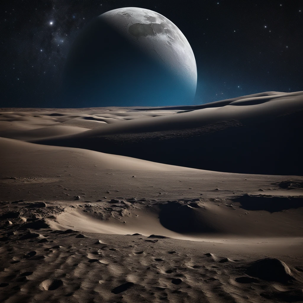 Master Parts、Superior Quality、superior image quality、The 8k quality、Beautiful pictures of the starry sky、magnifica、Arched Milky Way:1.25、Alafed view of Earth from the lunar surface:1.25, Lunar surface, space photo, on the moon, moon background, moon background, on the moon, Lunar soil, space photo, moonscape, Focus on the Moon, On Moon, Numerous craters, Seeing the Earth from the surface of the moon:1.9, big earth in the sky:1.9