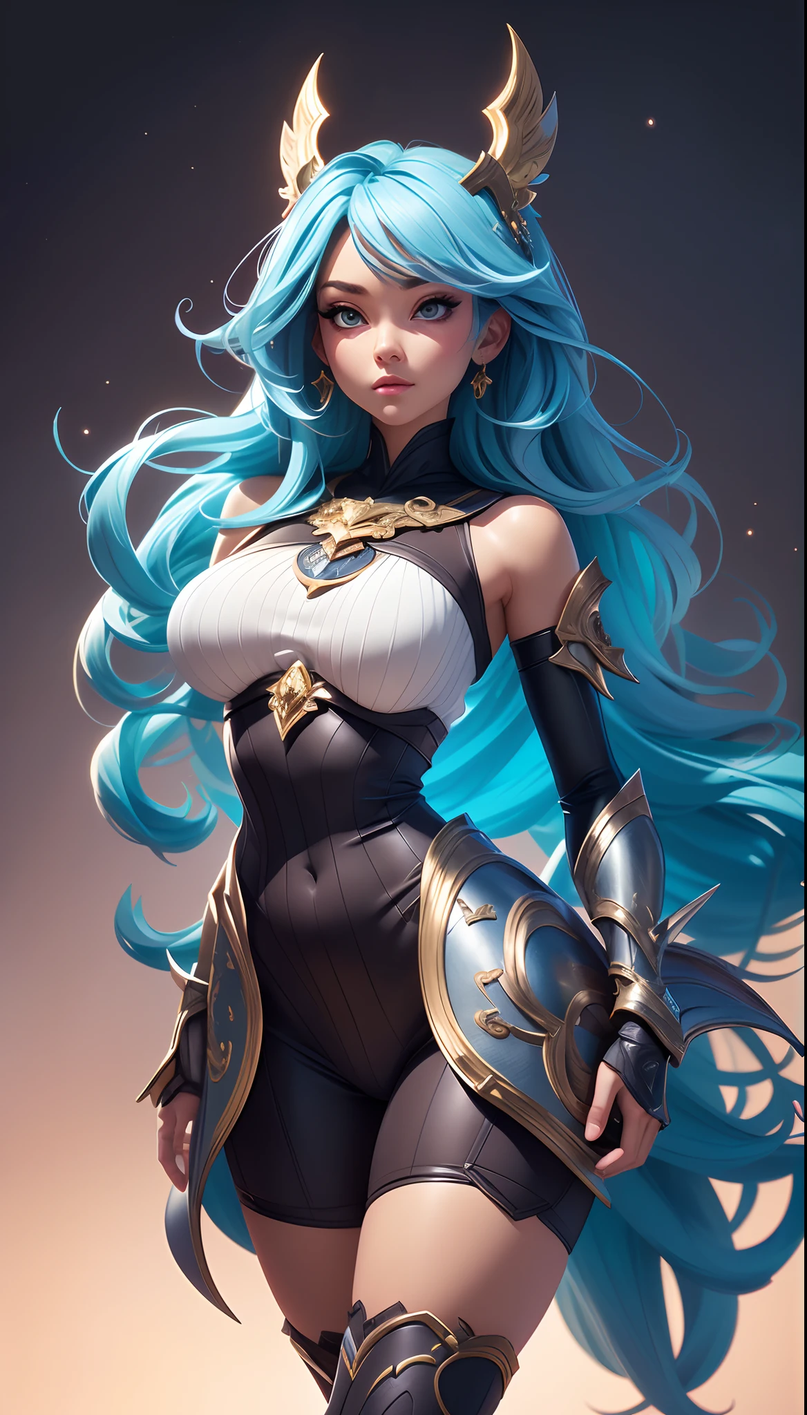 a woman with blue hair and horns holding a sword, artgerm detailed, extremely detailed artgerm, as seen on artgerm, artgerm lau, style artgerm, ig model | artgerm, qiyana, artgerm style, trending artgerm, irelia, mobile legends character, in the style artgerm