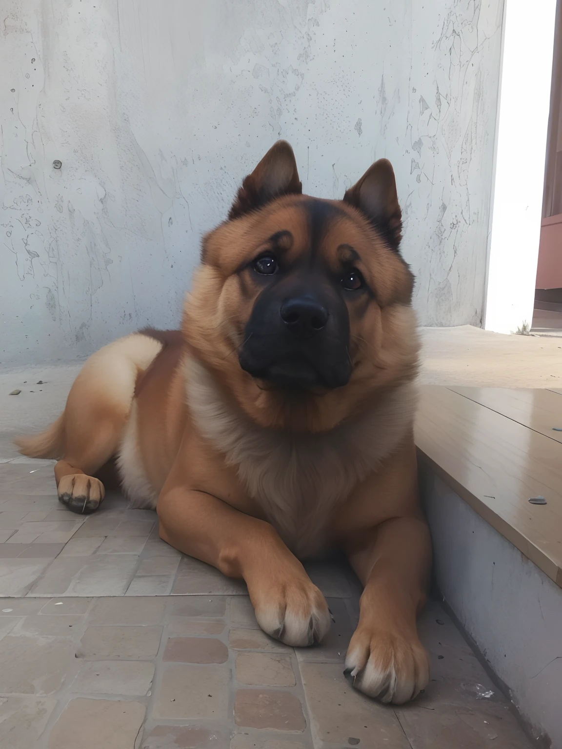 Make the dog's face animated ,em um corpo humano usando um capuz