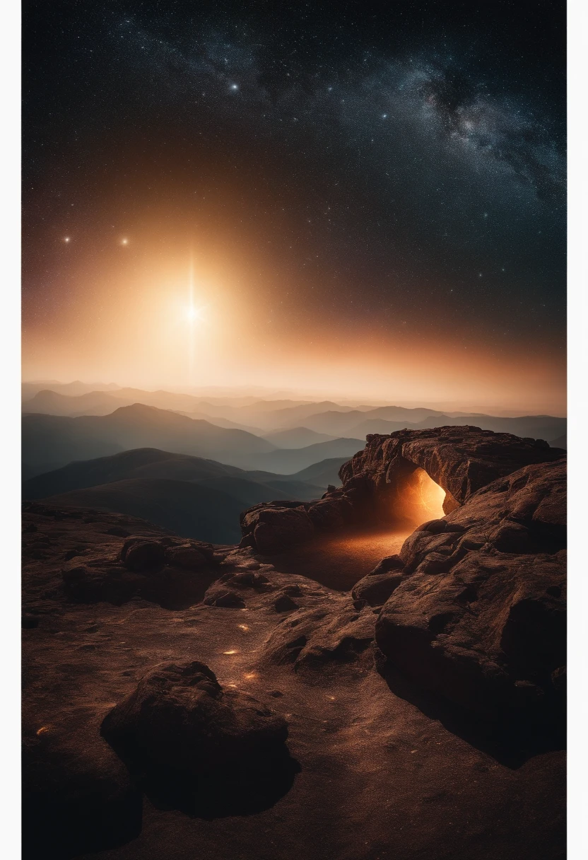 The Portal of the Unknown Dimension, ON TOP OF A MILLION-KILOMETER-HIGH MOUNTAIN INTO OUTER SPACE, DEEP SKY WITH GALAXY ONE TRILLION LIGHT YEARS