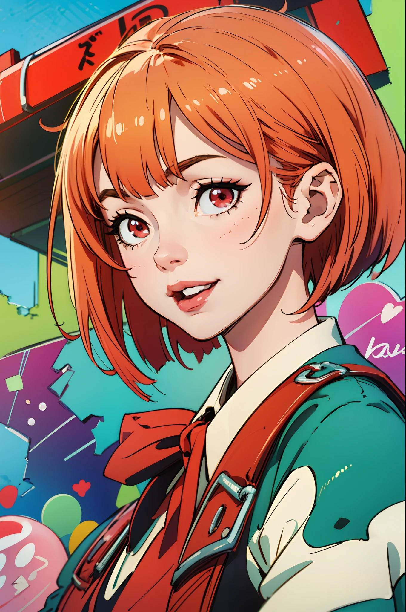 nishikigi chisato, lycoris uniform, blonde hair, short hair, red eyes, smiling, smile face, hair ribbon, looking at viewer, bob cut, red jacket, collared shirt, belt, neck ribbon, red dress,masterpiece, best quality, 8k,absurdres,unity 8k wallpapper,extremely detailed,highestres,highres,Amazing,illustration,vibrant details,professional,highly detailed,perfect detailed face, 1girl, random background, creative pose, anime style, nishikigichisato, chisato nishikigi, anime, lycoris recoil, hair ribbon, --auto --s2