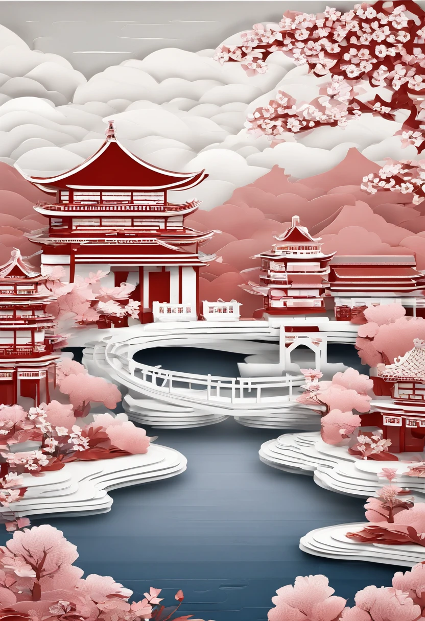 MDJRNY-PPRCT,chinese temple, gardens, Mountains and rivers, Clouds, (high detal:1.2)