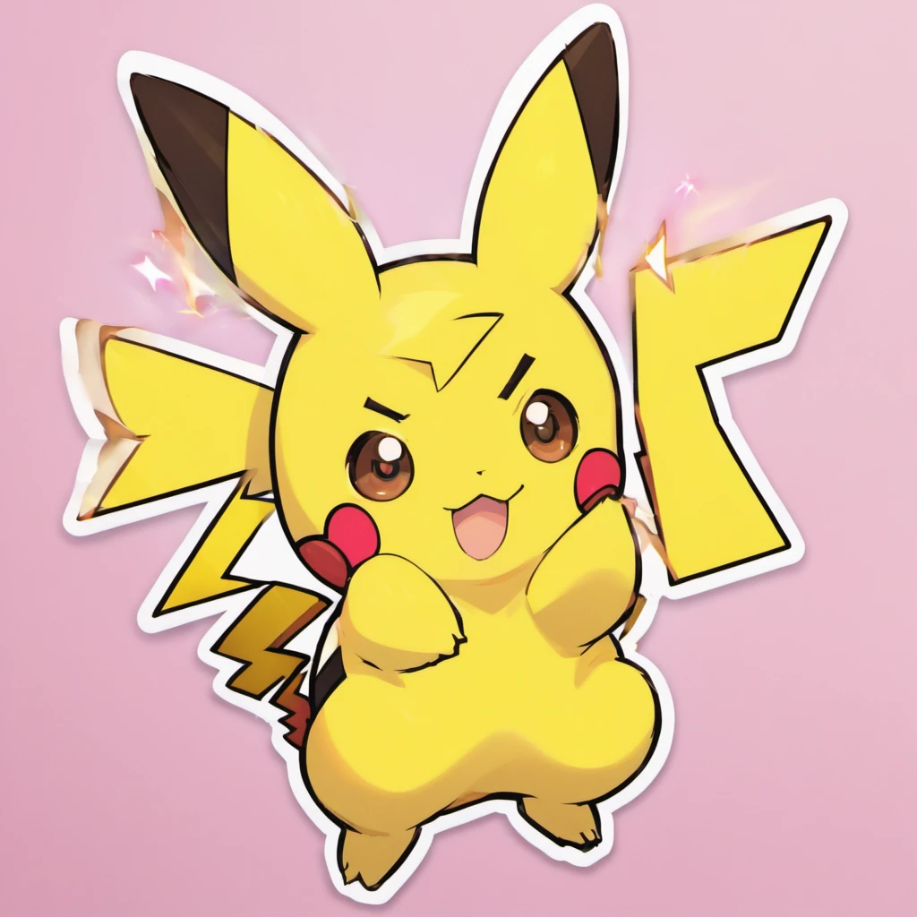 Pikachu, peeker sticker, die cut, lightning bolt, cute,