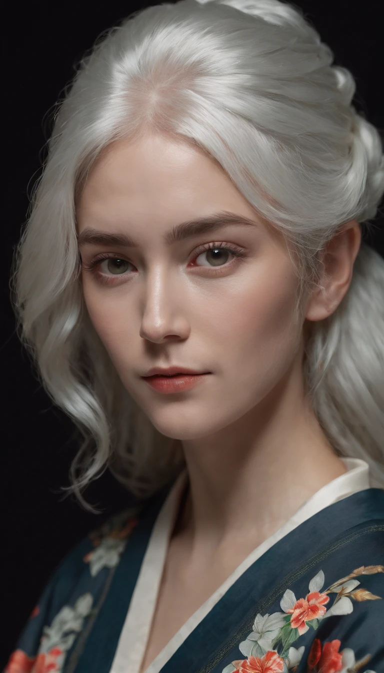 (front focus),(in the dark:1.6),wearing kimono
Hyperrealist portrait of female by david hockney and alphonse mucha,fantasy art, photo realistic, dynamic lighting, artstation, poster, volumetric lighting, very detailed faces, 4 k, award winning,, 1girl, in the dark, deep shadow, low key,cowboy shot,(official clothing:1.4) ,long hair,white hair,