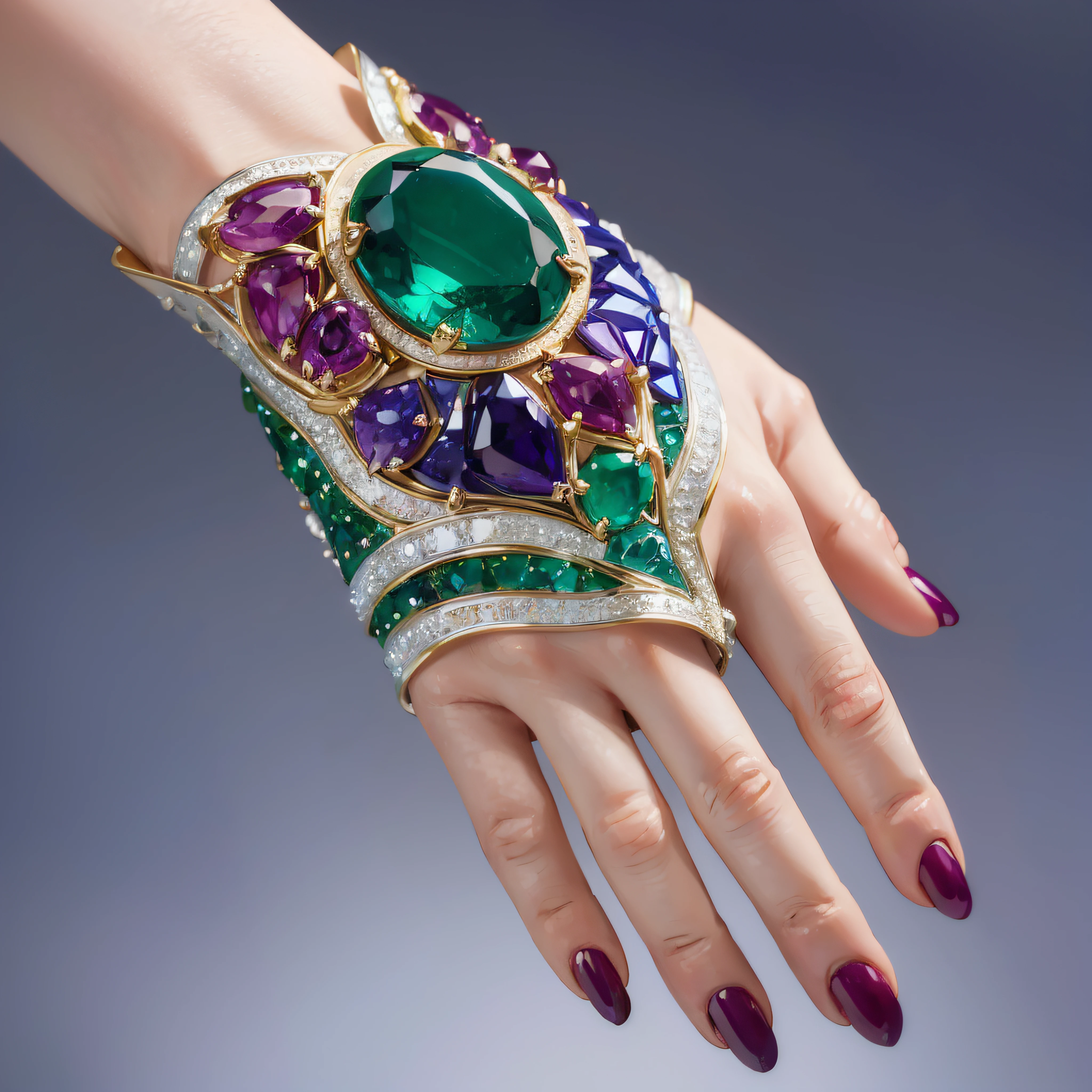 An exquisite glove, meticulously crafted from a myriad of shimmering gemstones