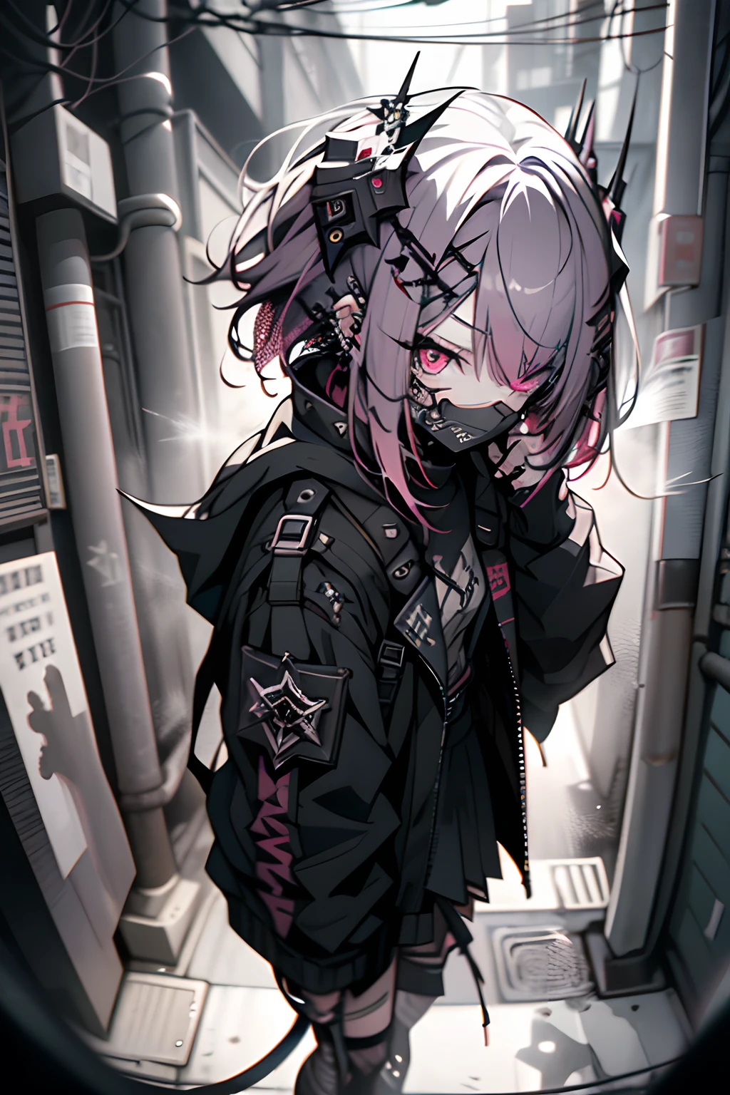 dead body、Blood everywhere、blood splashing、dark hue、Red hue、goth、(masutepiece), (Portrait), (Aesthetic), (Beautiful), (upper blody), (High quality), (aesthetic clothings), (professional angle), (thirds rule), (Feminine), (Woman), (Female), (Beautiful),(Feminine features), (25-years old), Solo, 1 woman, (Charming punk girl), Winters, Dramatic light, ((Playing guitar)), (Standing), Edgy makeup, (Small bust), ((electric guitar)), (Front face), (Defiant expression), ((defiance)), (Leather jackets and tattoos), ((Short hair)), (dyed (E.G. and pinks) hair), (spiky hair), (Thick hair), Matte Shine Hair, (Sprinkled hair bands on the hair),