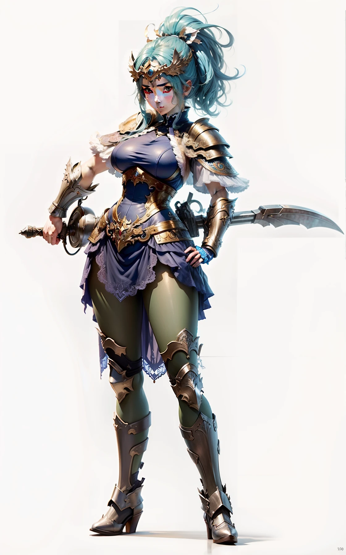 blue hair,hentail realism, shadowing,,character sheets, reference sheet, Standing painting, 8K, Super detail, 1080p, Women's HD,femele, 16k, A high resolution, Best quality, High quality, Anatomically correct, Masterpiece, ccurate, hyper HD,As graceful as a swan,unreal-engine, Ghibli-like colors, anime big breast, Standing painting, angle of view,battle armor,ssee-through,Lace skirt