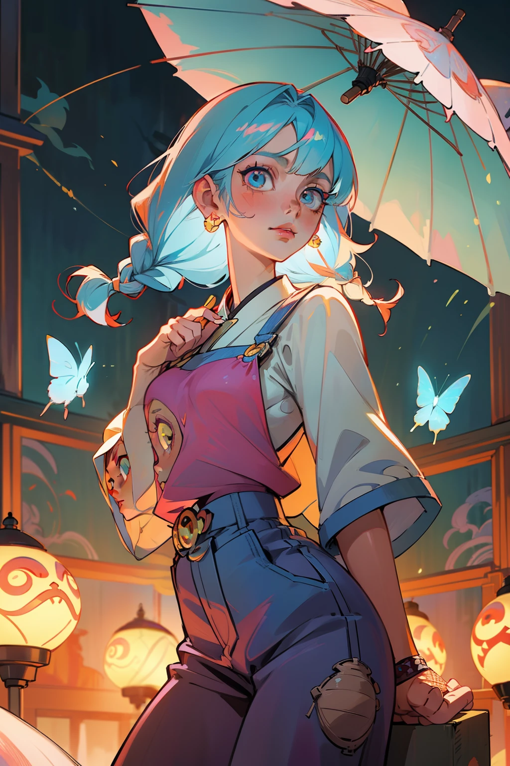UMBRELLA! ghost girls (3 girls) cherry red hair with flowers and braids, white hats, (CHAINS) EVERYWHERE, SPOTLIGHT, GLOWING LAMPS, BUTTERFLIES, GLITTERY SKIN, japanese garden in japanese city park, (red and blue hair girl and) (blue and yellow haired girl) PINK THEMED PHOTO, Light blue jean shirt and cotton overalls, cotton dress, cotton mini skirt, rock star covered in jewel-encrusted clothing, detailed face, magazine, capture a candid moment, create a sense of mystery, sigma, 85mm f/1.4, 15mm, 35m, show off unique style, (waterside views) Outdoor (on a rock) Blue aqua LONG CURLY hair with yellow and white streaks GIRL sunset on her window, strappy top shirt with charms and chest vent, hair accesories, modern outfit, witch dress, witch costume, petting creatures,(8K, 4K, Best Quality, hight resolution:1.2), (maasterpiece, Realistic, photos realistic:1.37), 1girll, Solo, Beautiful face, eye lashes, nase, Glossy lips, (Detailed eyes, view the viewer, Fair skin, White skin:1.5), glowing elements, light effects, light rays, back lighting, warm back light, background is just pillows and curtains, window with a view, extremely long braided hair, bunny ears, flowers, tattoos, piercings, fishnets, skirt, and tank top, y2k, white water, Ultra maniac anime manga style theme (nana manga)Kamikaze kaitoujin, full body high quality 4k illustration, ceiling view pose girl looking into camera from a white bedsheet and blood splatter, Junji ito style, is a Japanese horror manga series written and illustrated by Junji Ito, horror illustration, (uzumaki) (tomie) (a girl,beauty,2girls,3girls)cool detailed eyes,beautiful detailed lips,extremely detailed eyes and face,longeyelashes,colorful hair,stylish outfit, earrings (yummy) food in a dynamic pose(aesthetic style),vibrant colors,street-art inspired background,urban lighting, pearly white and orange, horror Comic book. White hair streaks, aqua blue hair, hair with a lot of flow and blonde, city scape, futuristic clothes, group photo,
