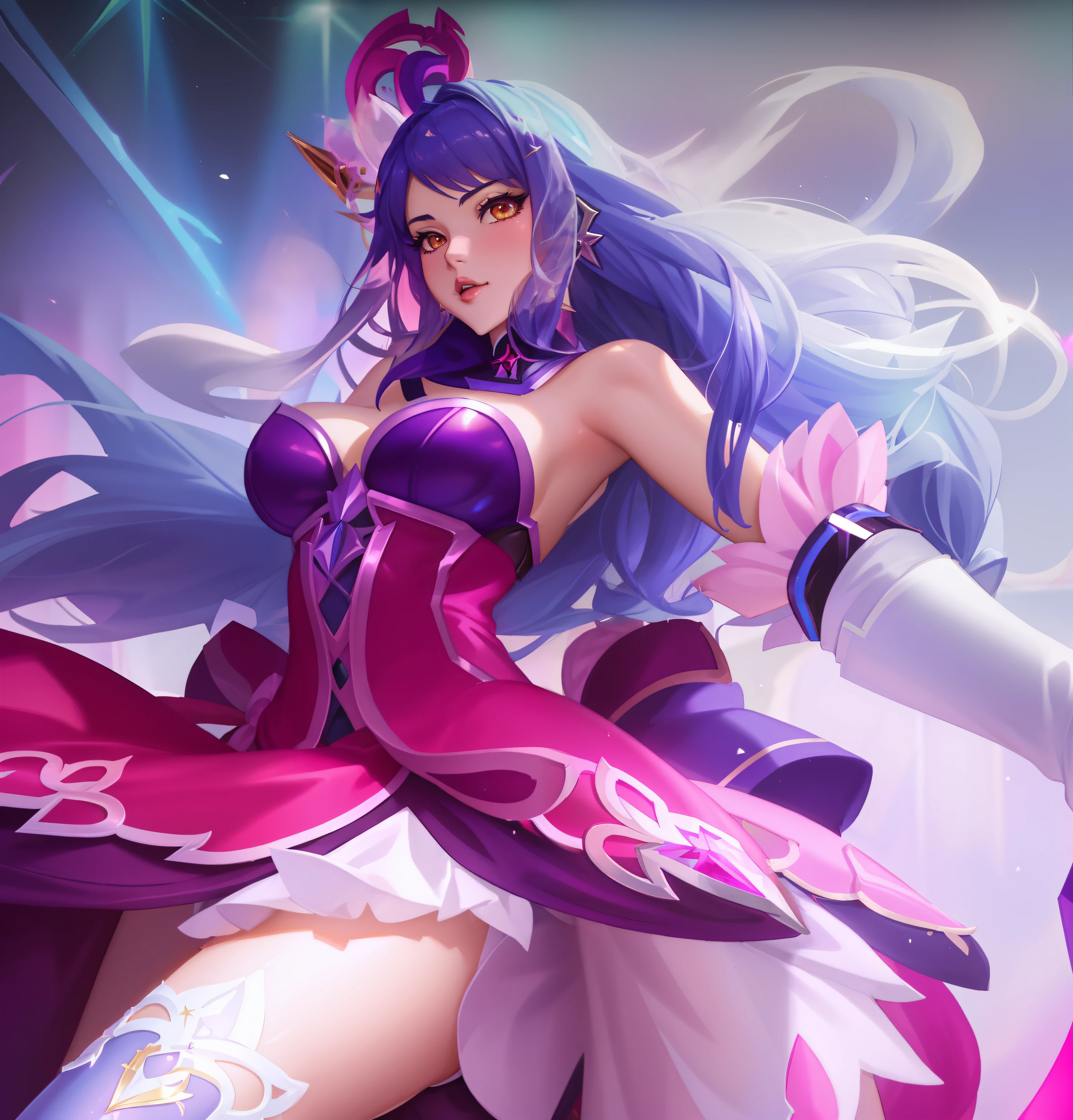 um close up de uma mulher em um vestido com uma espada, Serafim Ahri KDA, Artgerm extremamente detalhado, Irelia, estilo Artgerm, Ahri, star guardians, splash arte anime loli, Personagem de League of Legends, mobile legends, estilo Artgerm, Modelo IG | Artgerm, de League of Legends