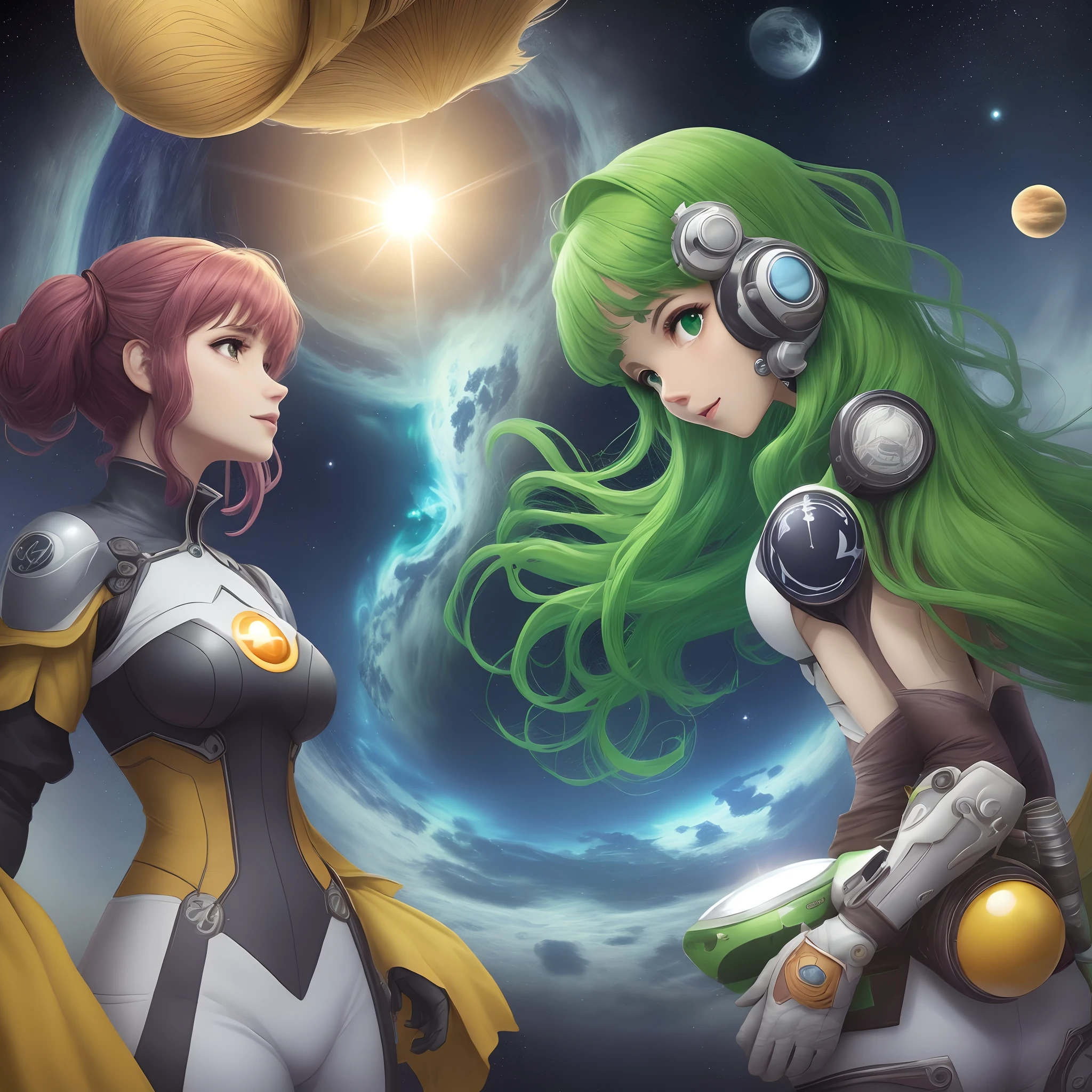 Planetas do sistema solar realistas enfileirados com fundo da imagem verde