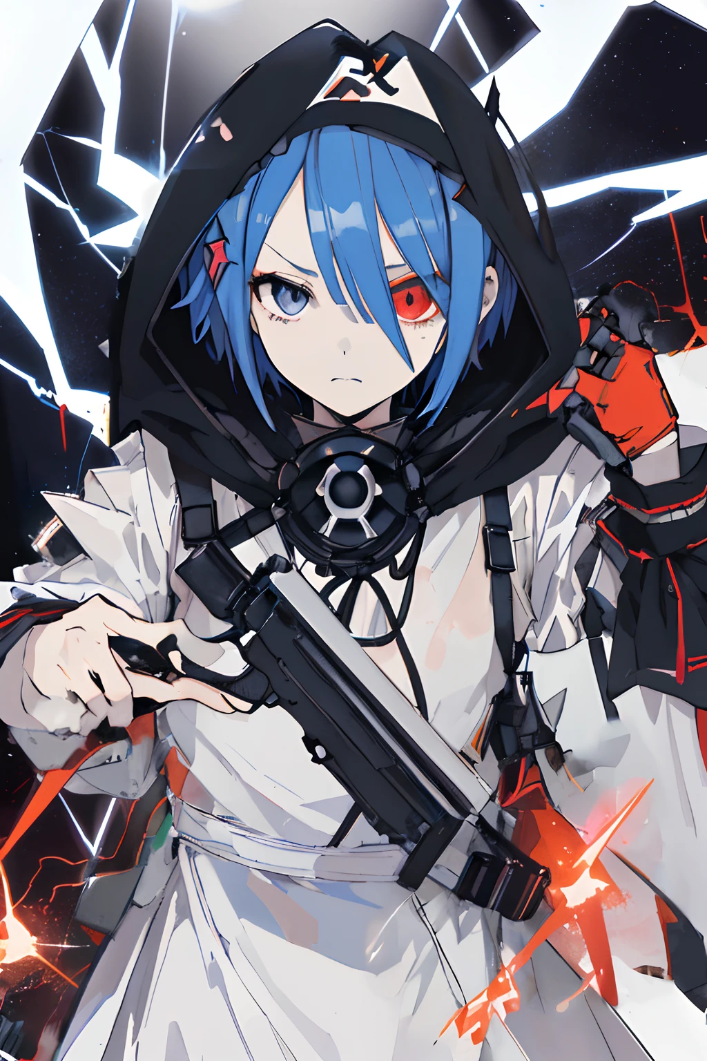 (Background 1.1)Falling lightning strike、You can see an eerie white in the back、Dark and gritty