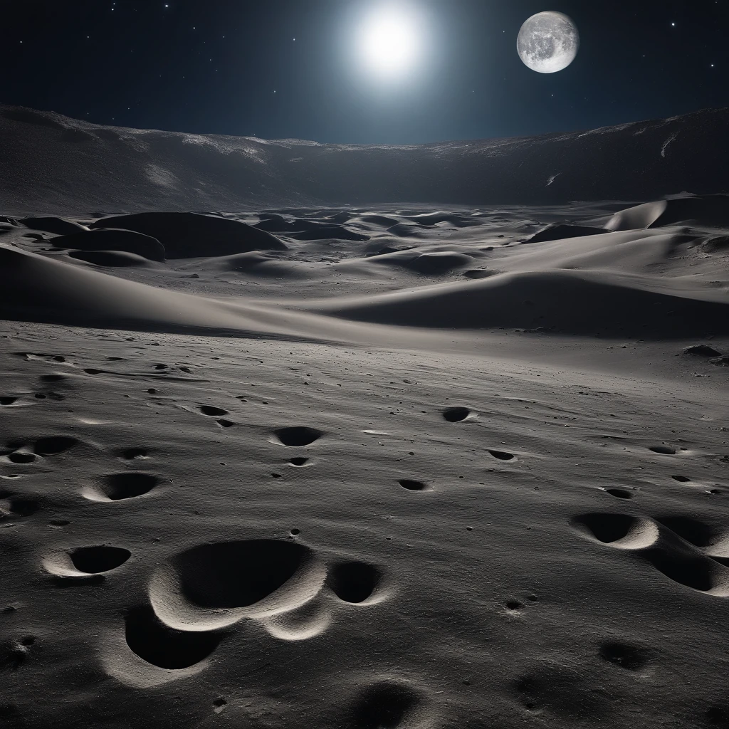 Master Parts、Superior Quality、superior image quality、The 8k quality、Beautiful pictures of the starry sky、magnifica、Arched Milky Way:1.25、Alafed view of Earth from the lunar surface:1.25, Lunar surface, space photo, on the moon, moon background, moon background, on the moon, Lunar soil, space photo, moonscape, Focus on the Moon, On Moon, Numerous craters, Seeing the Earth from the surface of the moon:1.9, big earth in the sky:1.9, Crashed and weathered spaceship
