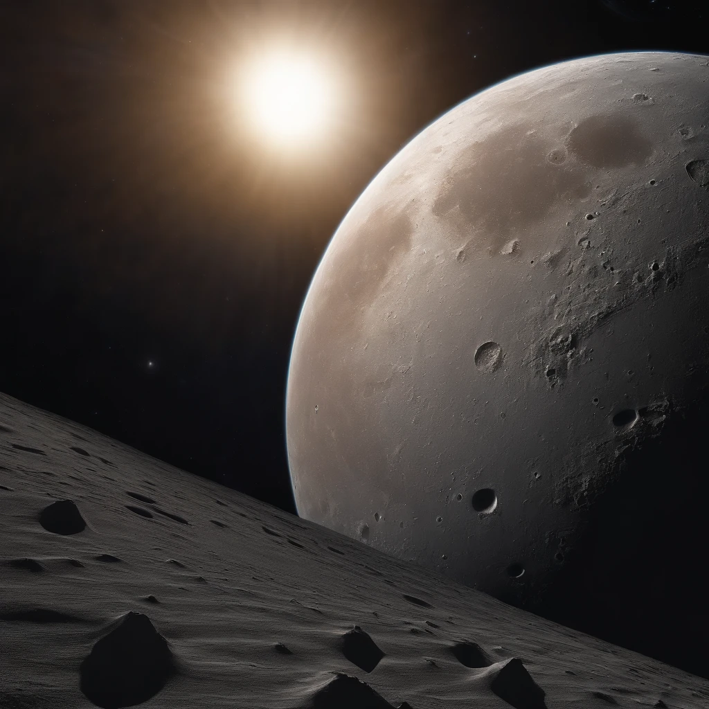 Master Parts、Superior Quality、superior image quality、The 8k quality、Beautiful pictures of the starry sky、magnifica、Arched Milky Way:1.25、Alafed view of Earth from the lunar surface:1.25, Lunar surface, space photo, on the moon, moon background, moon background, on the moon, Lunar soil, space photo, moonscape, Focus on the Moon, On Moon, Numerous craters, Seeing the Earth from the surface of the moon:1.9, big earth in the sky:1.9, Crashed and weathered spaceship